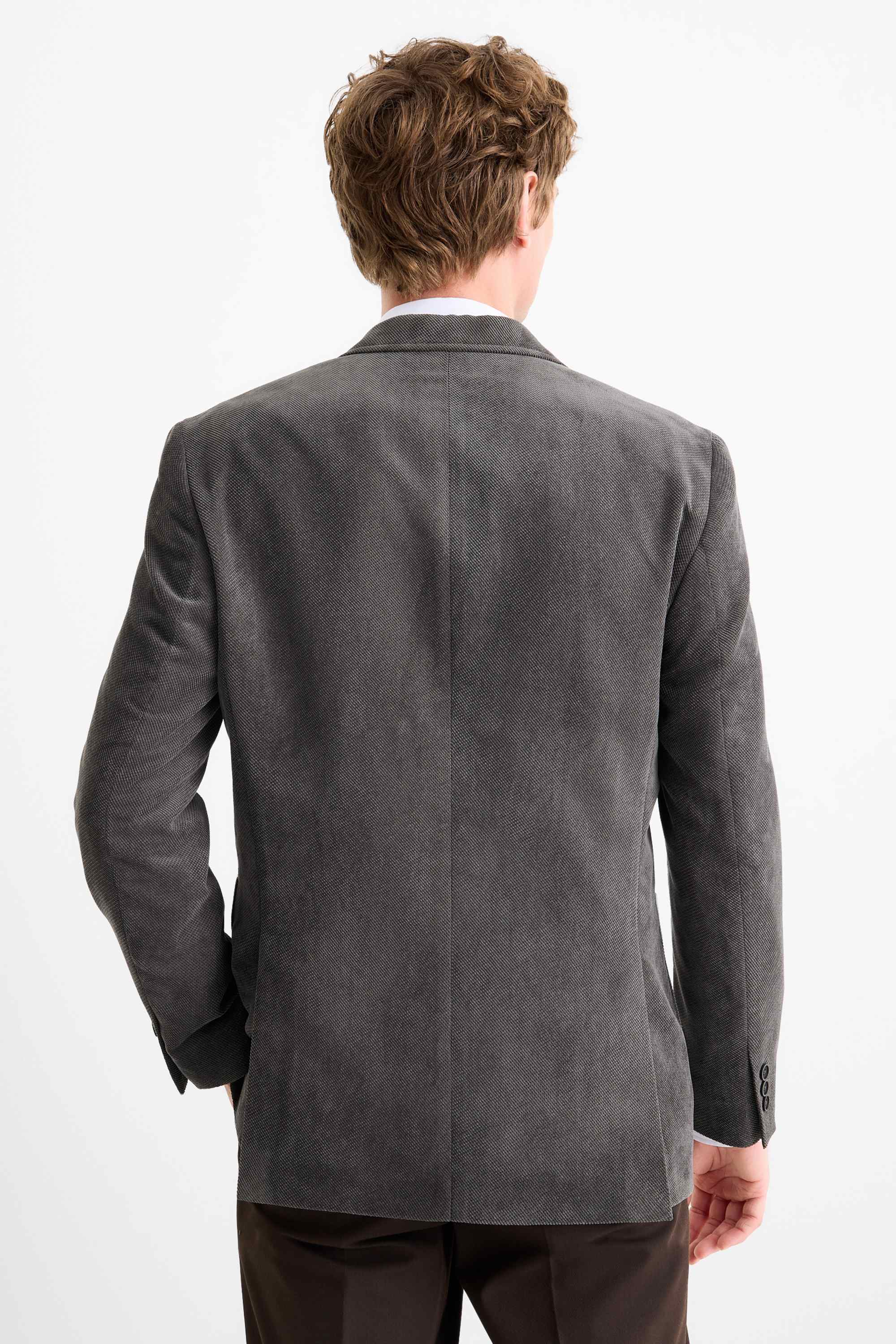 Tailored jacket - regular fit - textured gray