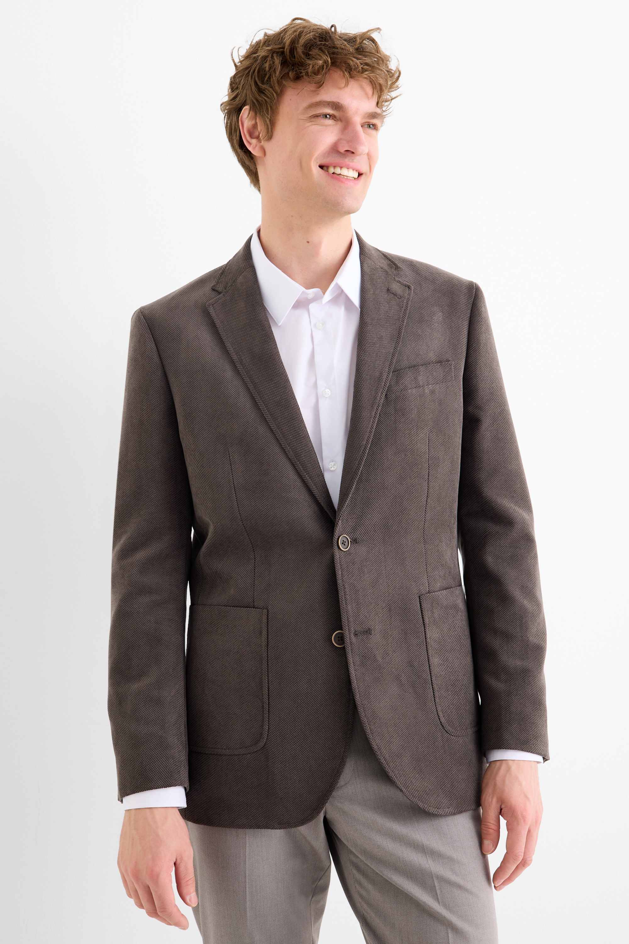 Tailored jacket - regular fit - textured dark gray (4)