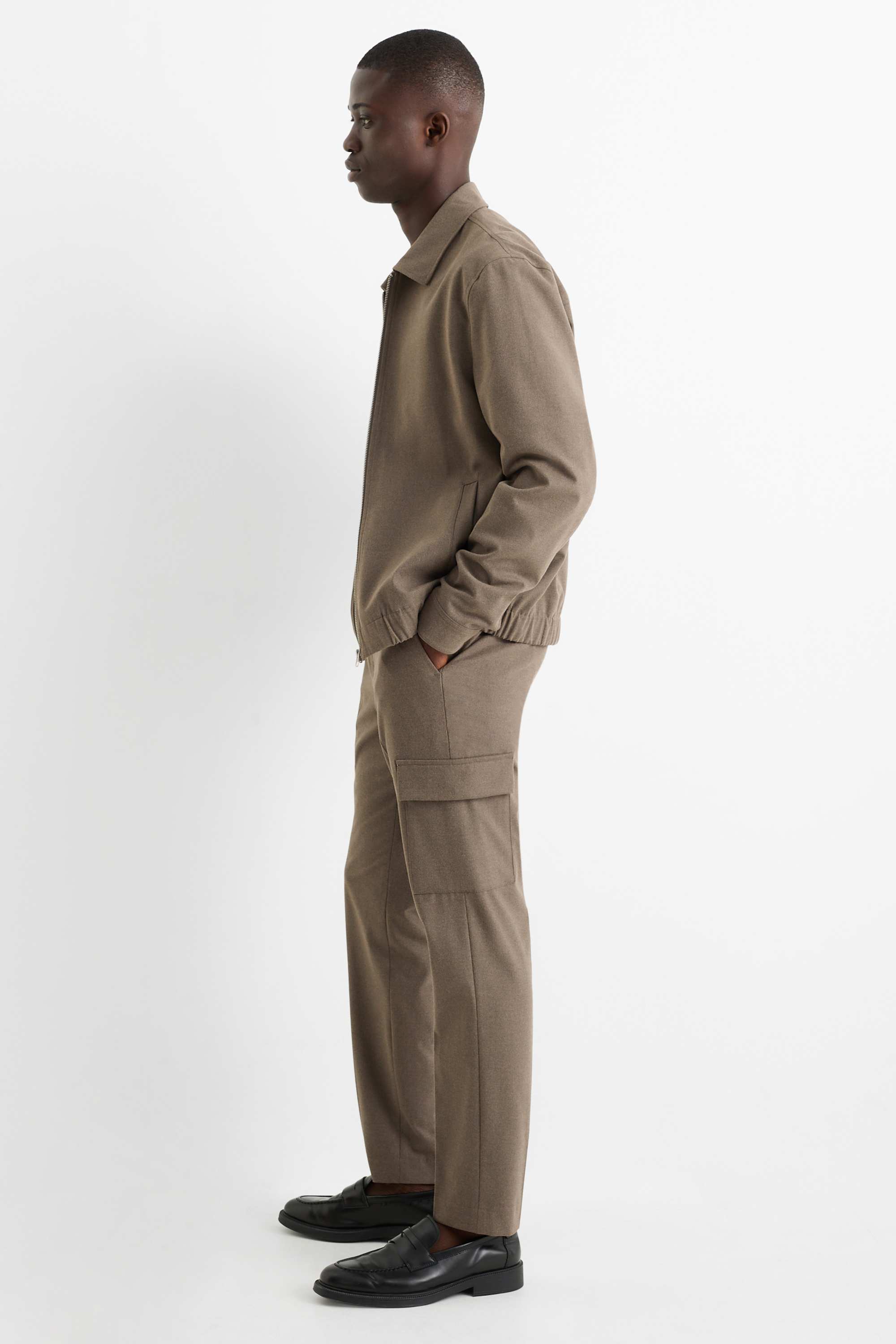 Mix & match flannel trousers - slim fit - Flex taupe