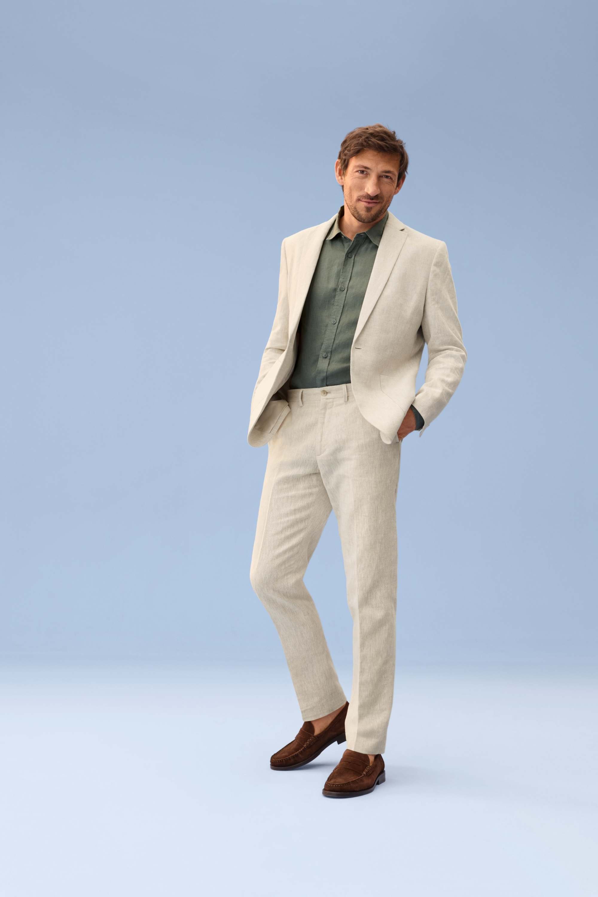 Mix & match tailored jacket - regular fit - linen blend cremewhite