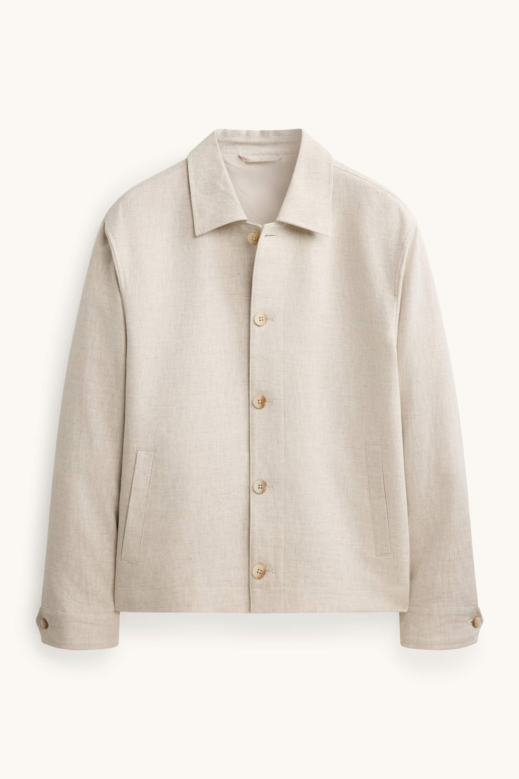 Shirt jacket - regular fit - kent collar - linen blend beige