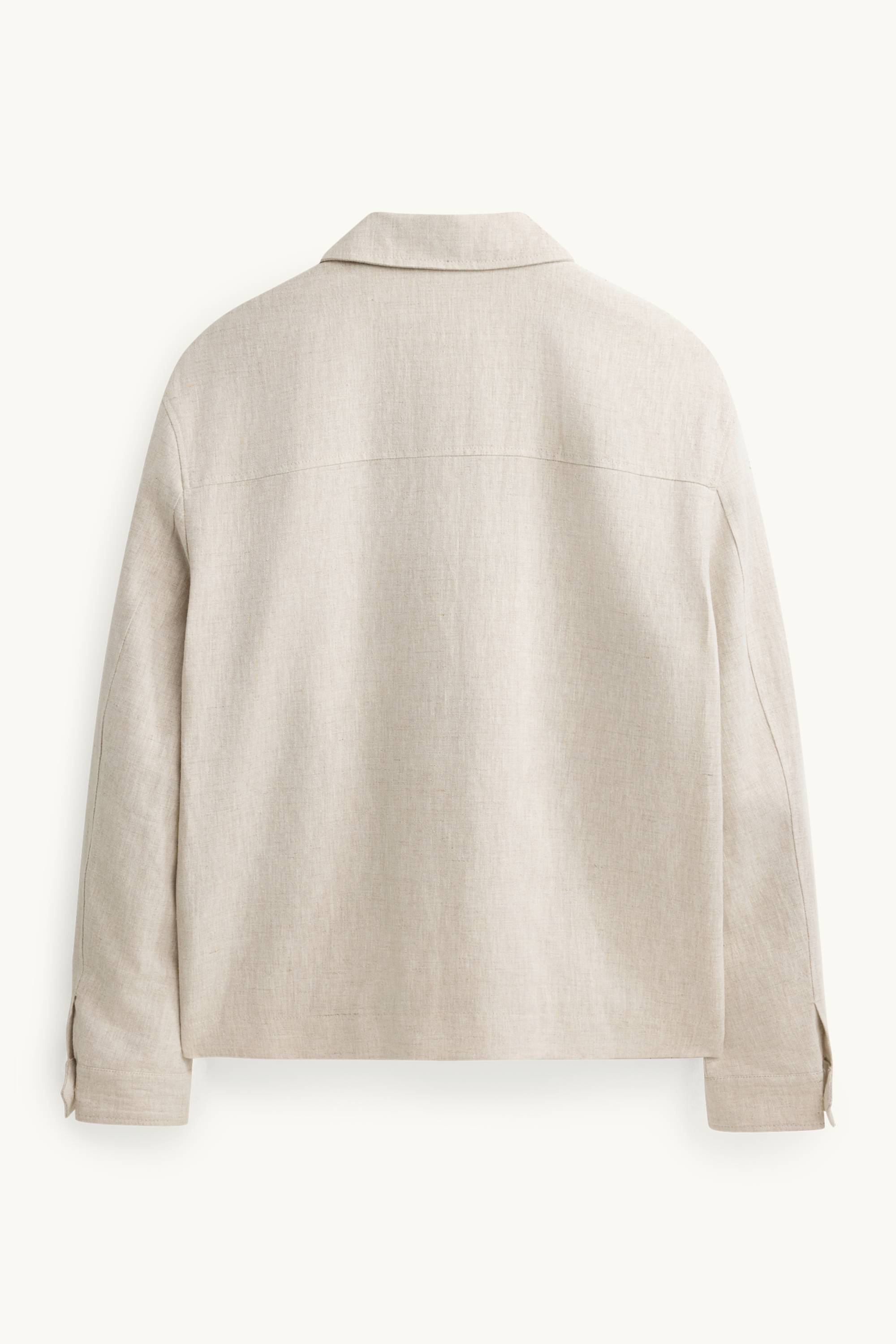 Shirt jacket - regular fit - kent collar - linen blend beige