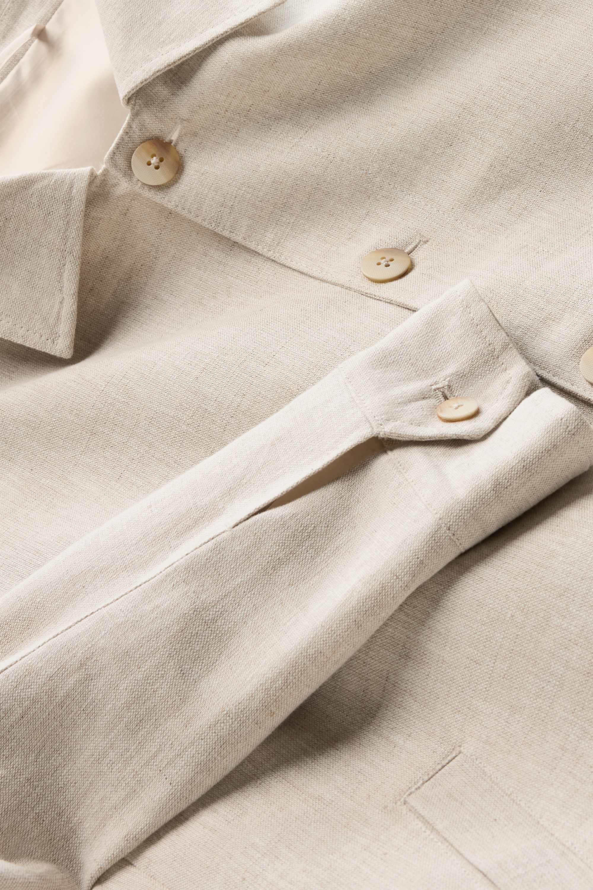 Shirt jacket - regular fit - kent collar - linen blend beige