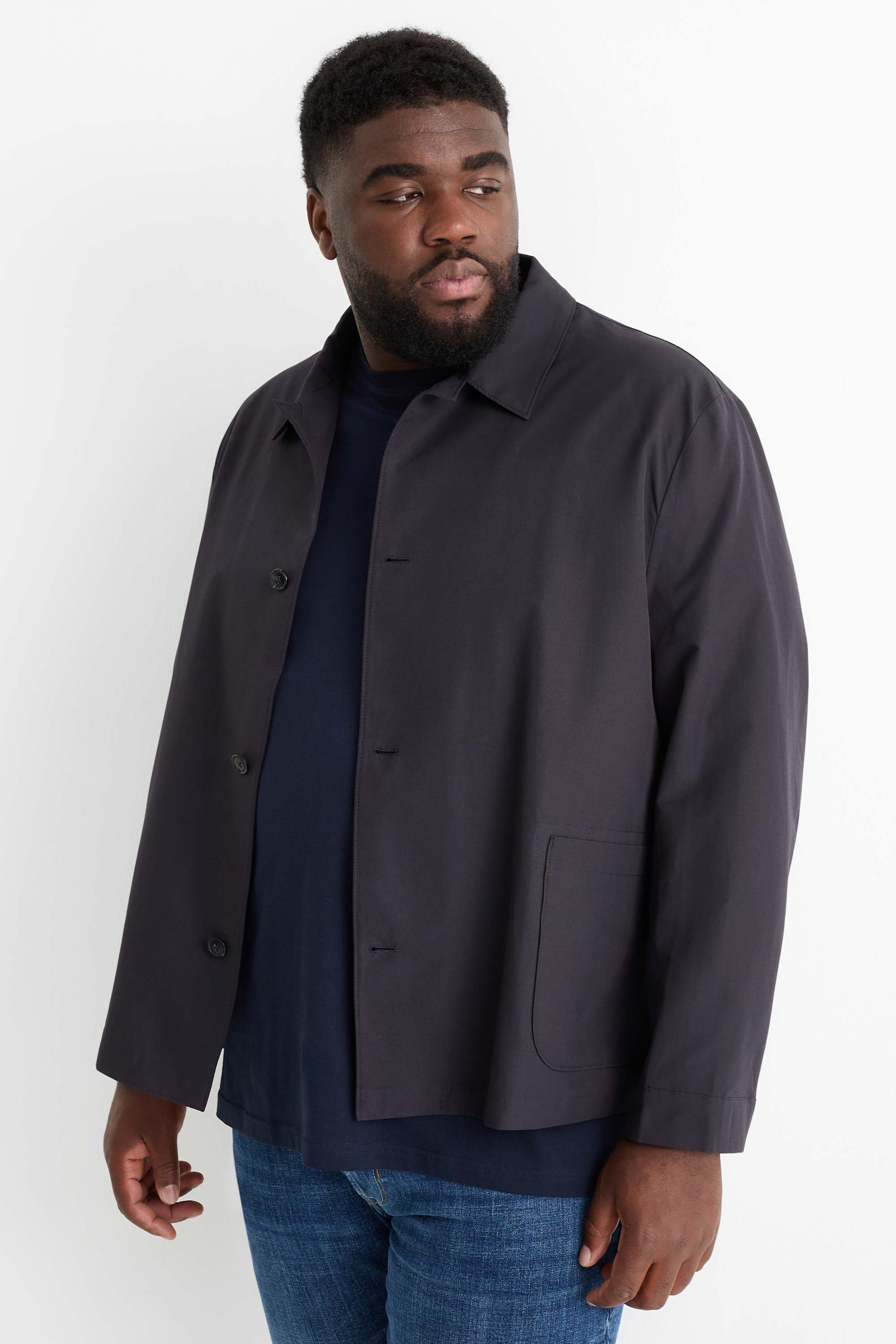 Shirt jacket - relaxed fit - kent collar black