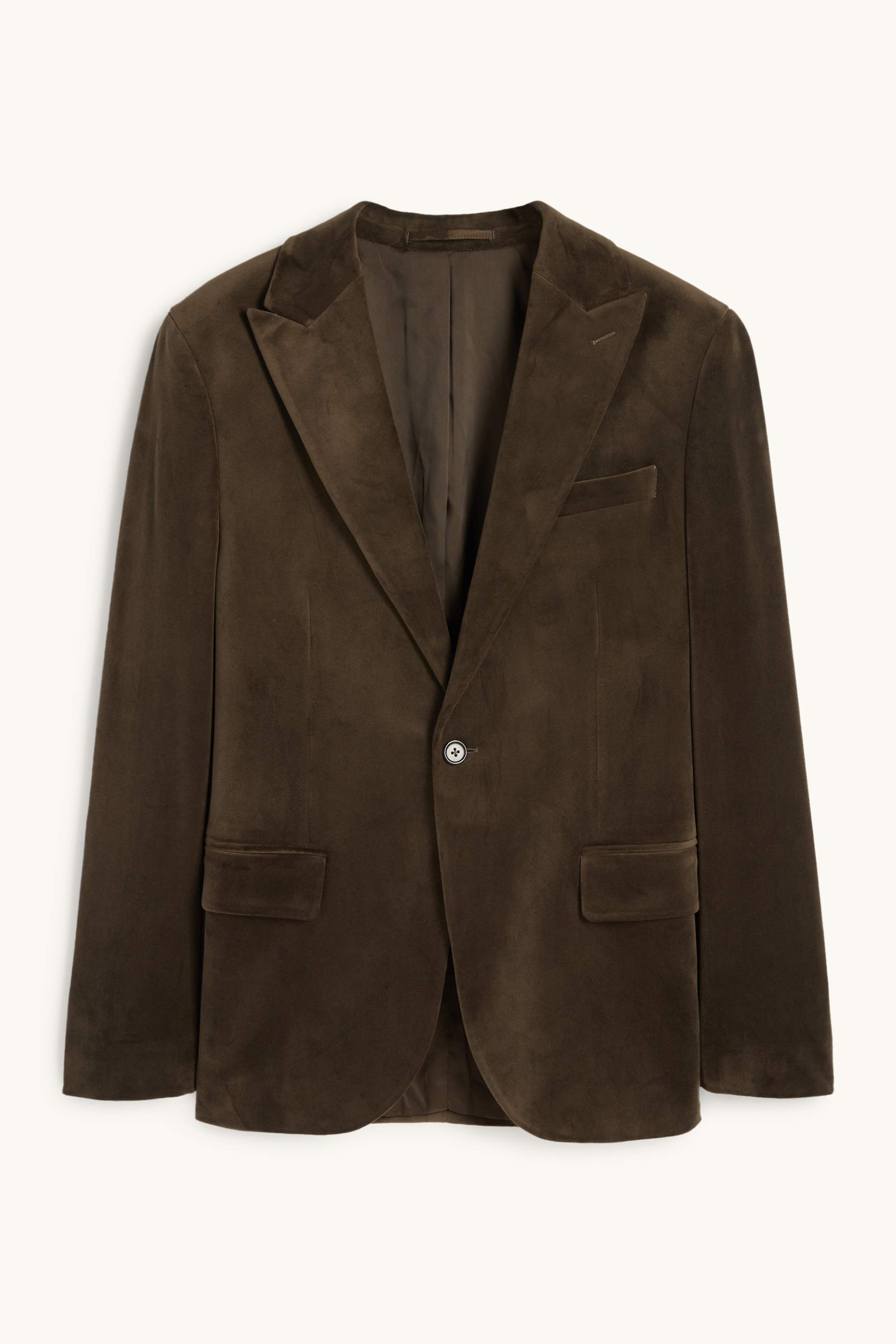 Tailored velvet jacket - slim fit - stretch dark green
