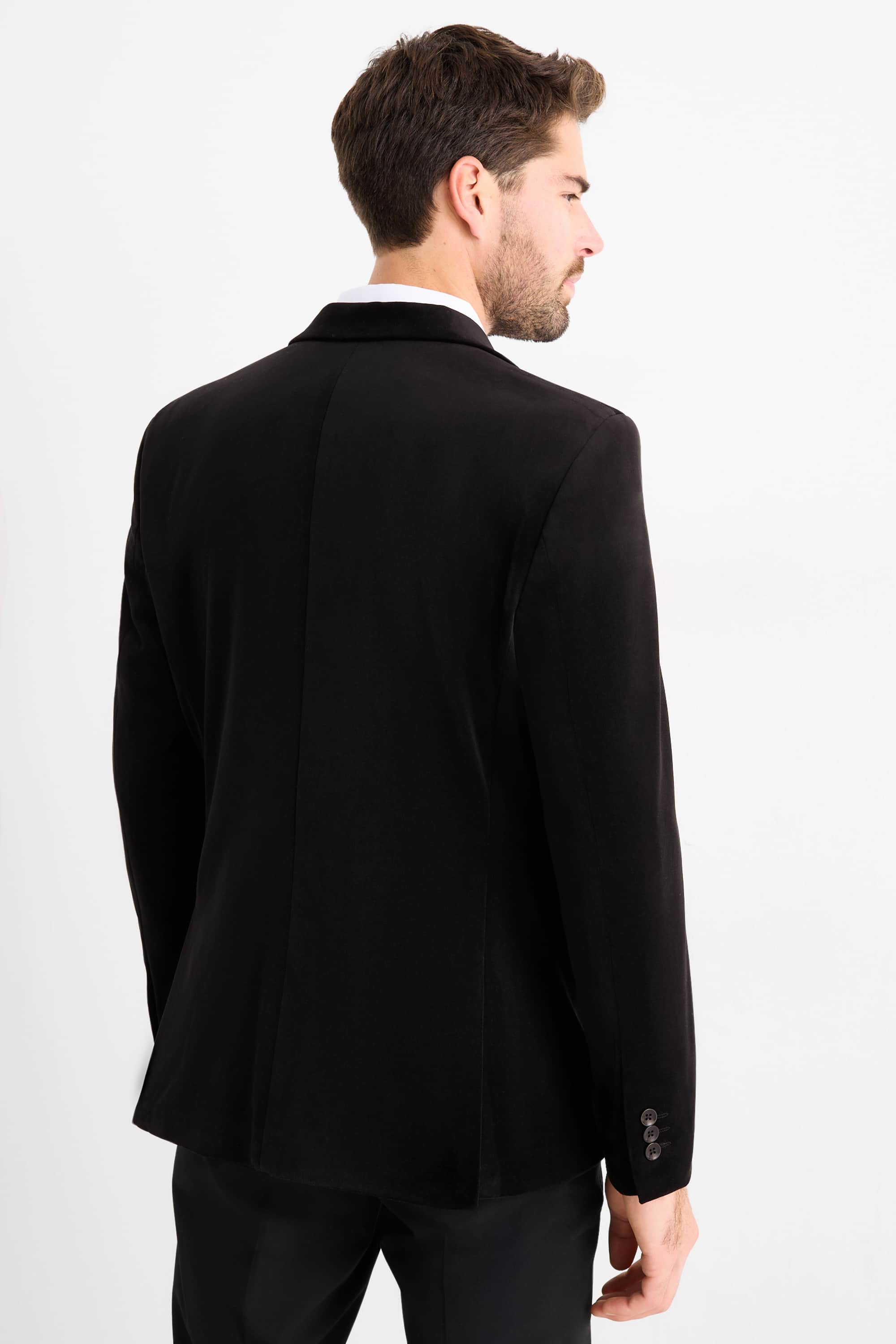 Tailored velvet jacket - slim fit - stretch black
