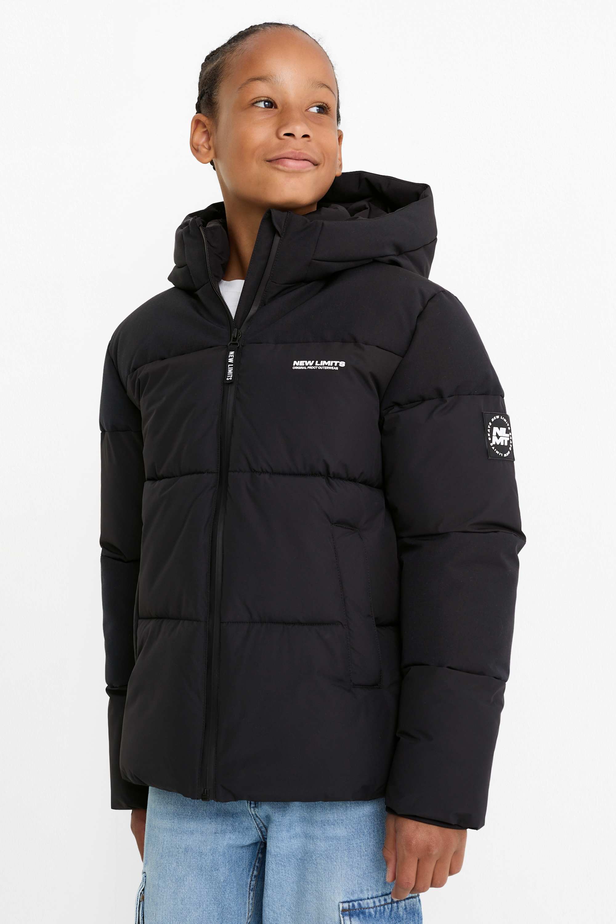Quilted jacket with hood black