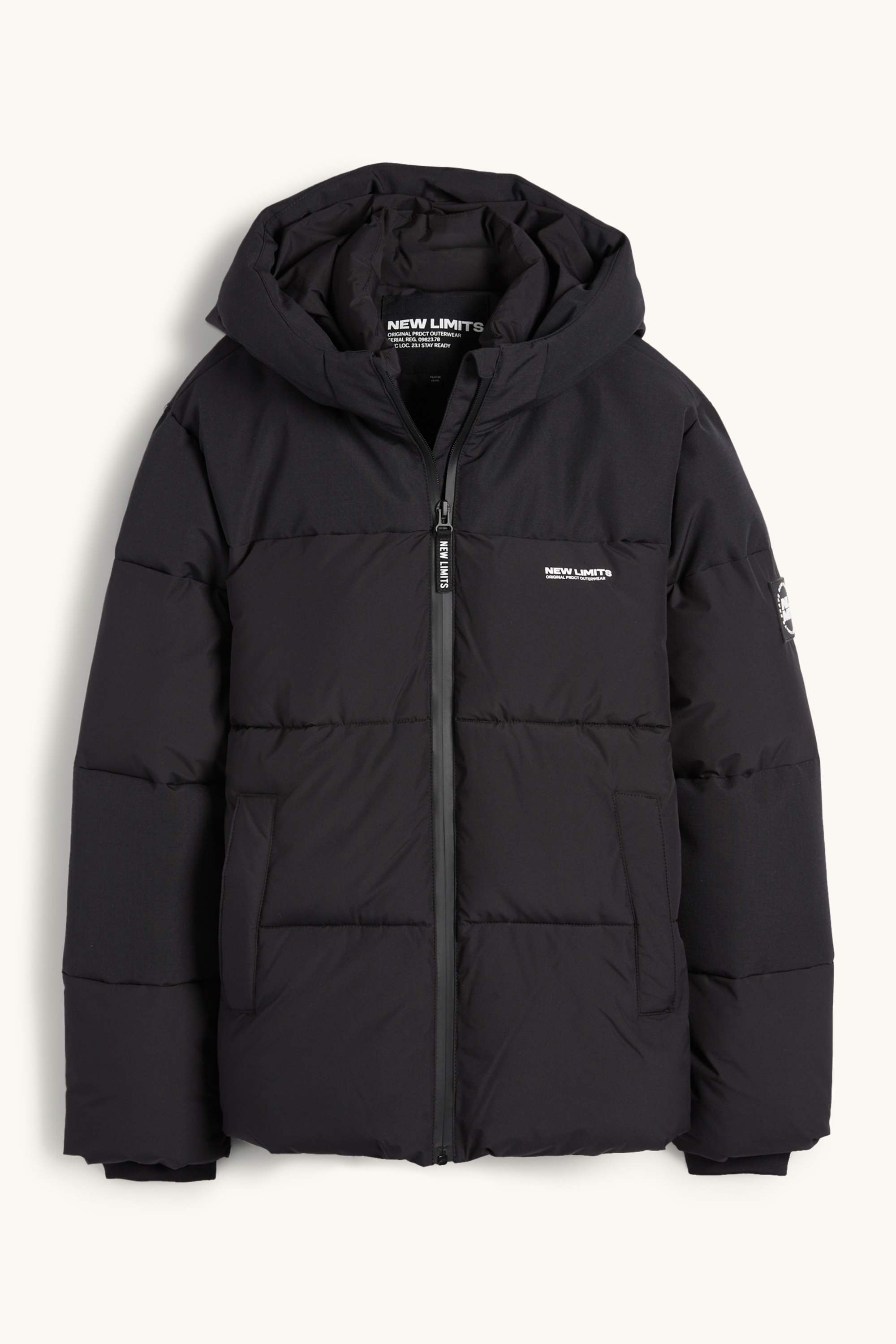 Quilted jacket with hood black