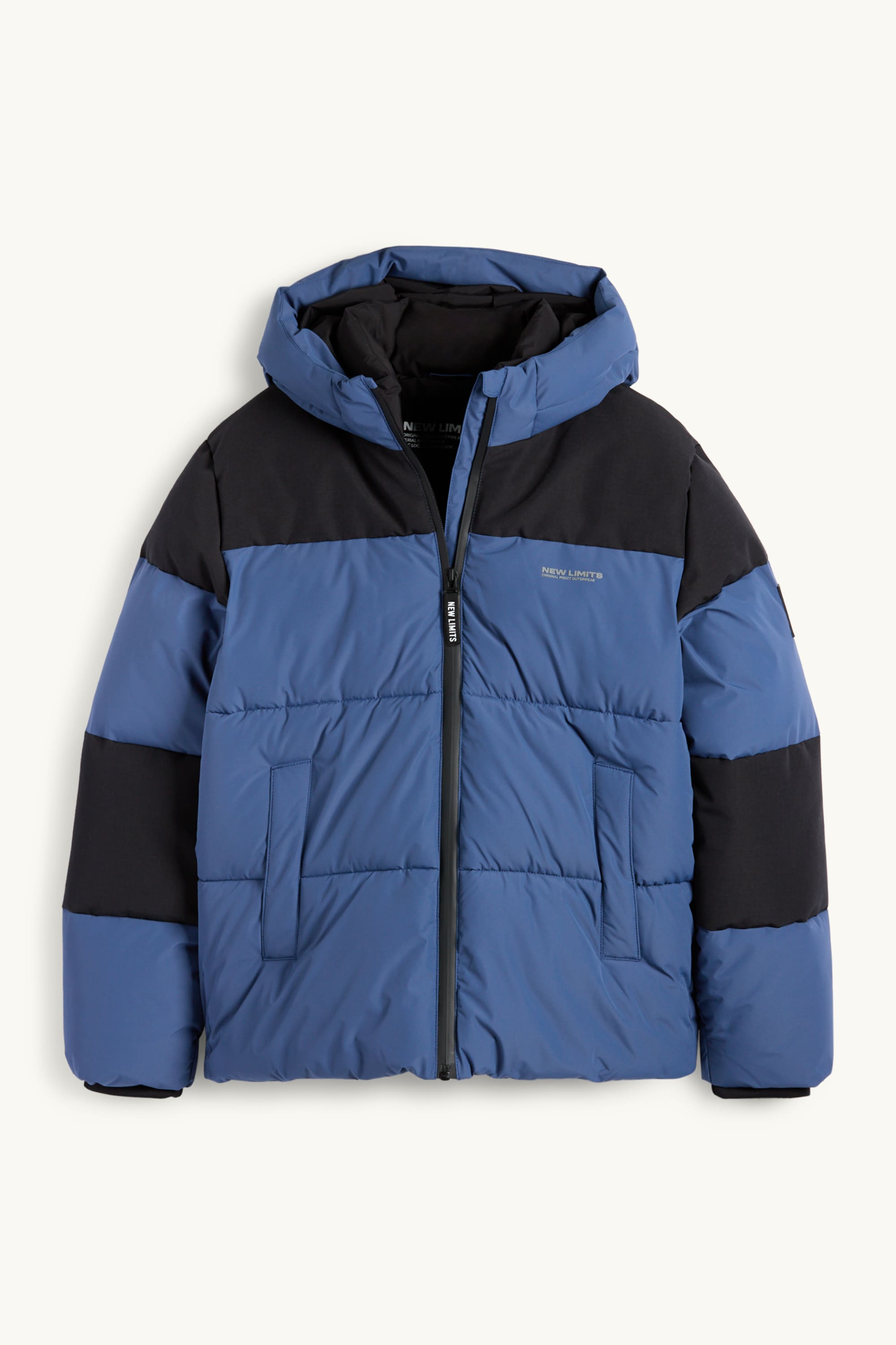 Quilted jacket with hood dark blue