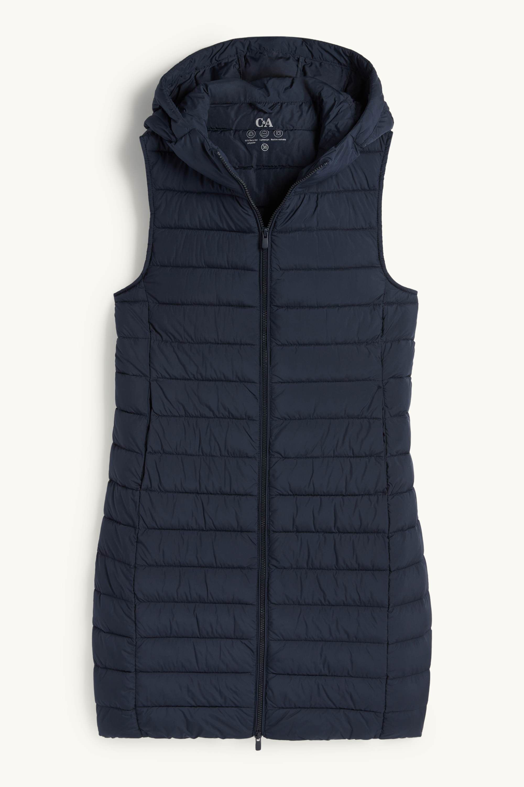Quilted gilet with hood dark blue