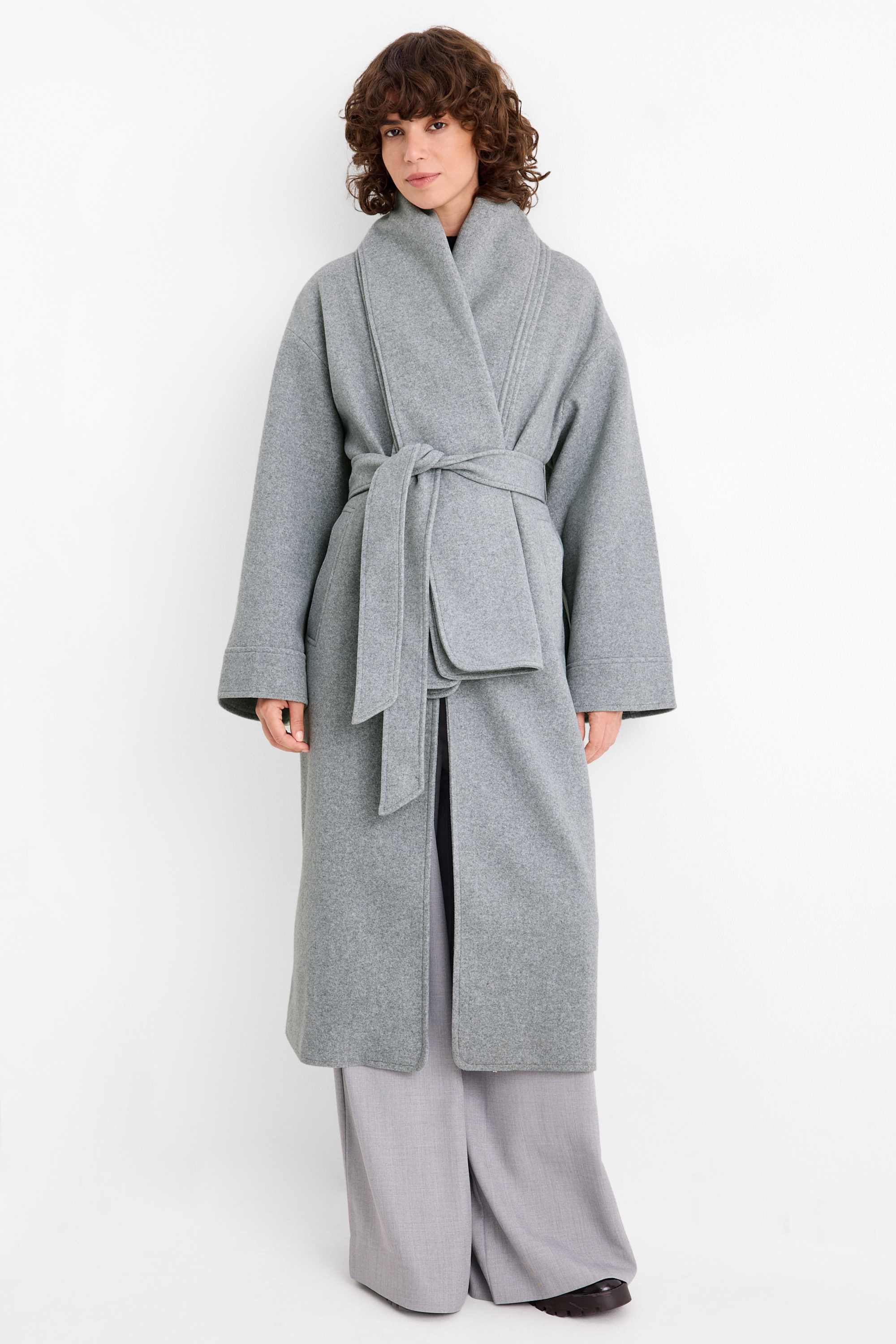 Set - coat and scarf - 2 piece light gray
