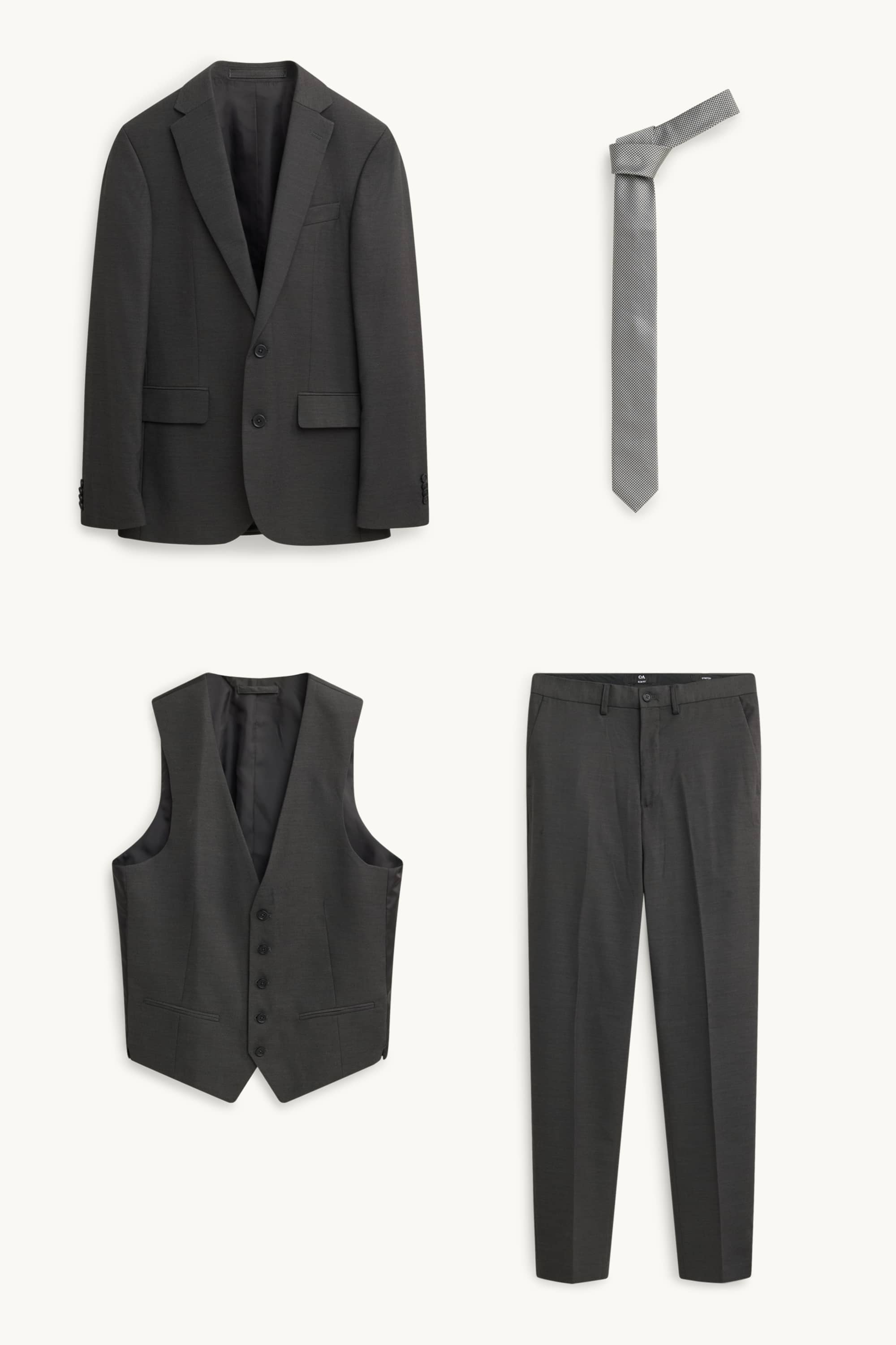 Suit with tie - slim fit - 4 piece black