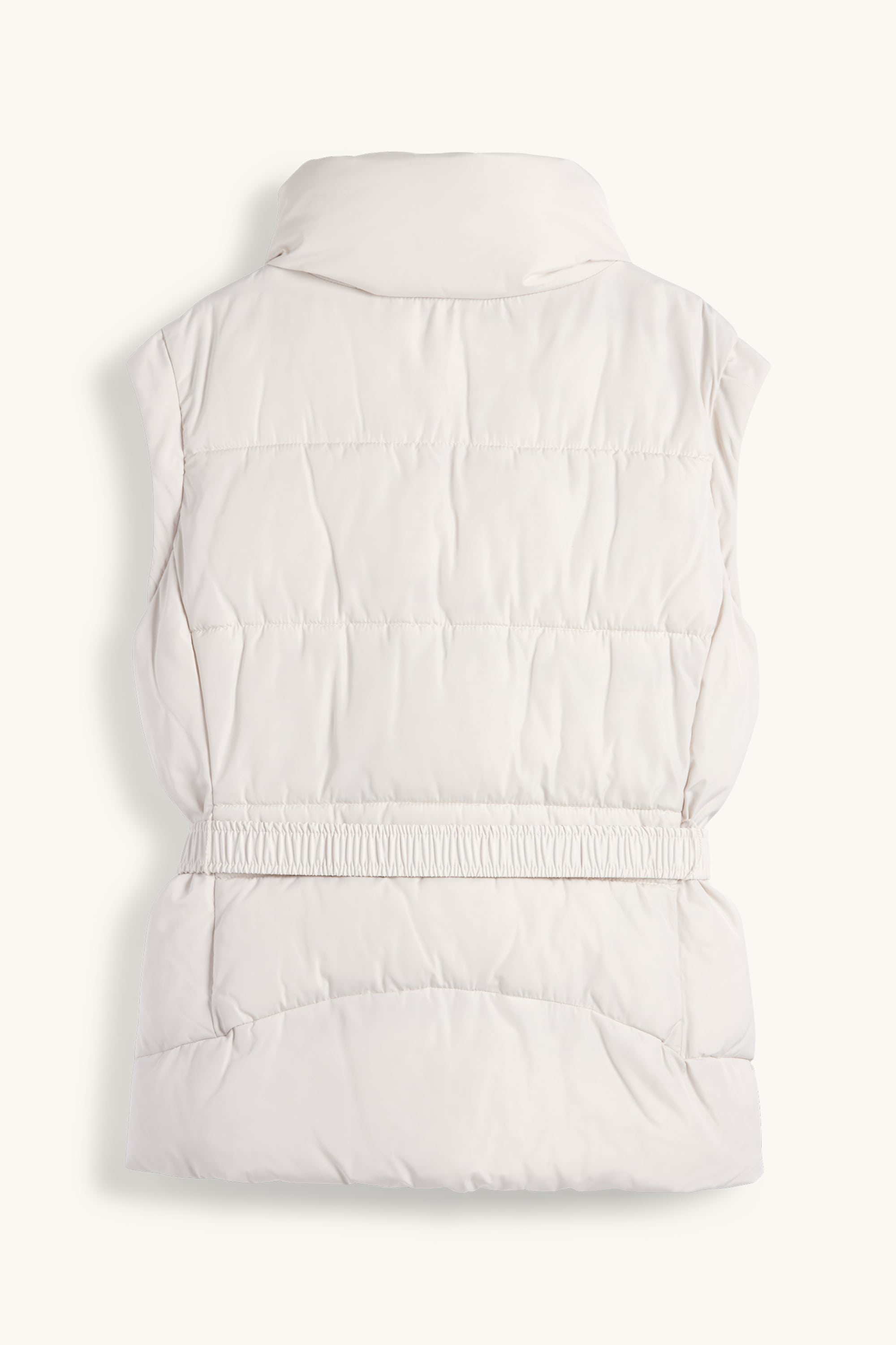Quilted gilet with belt light gray
