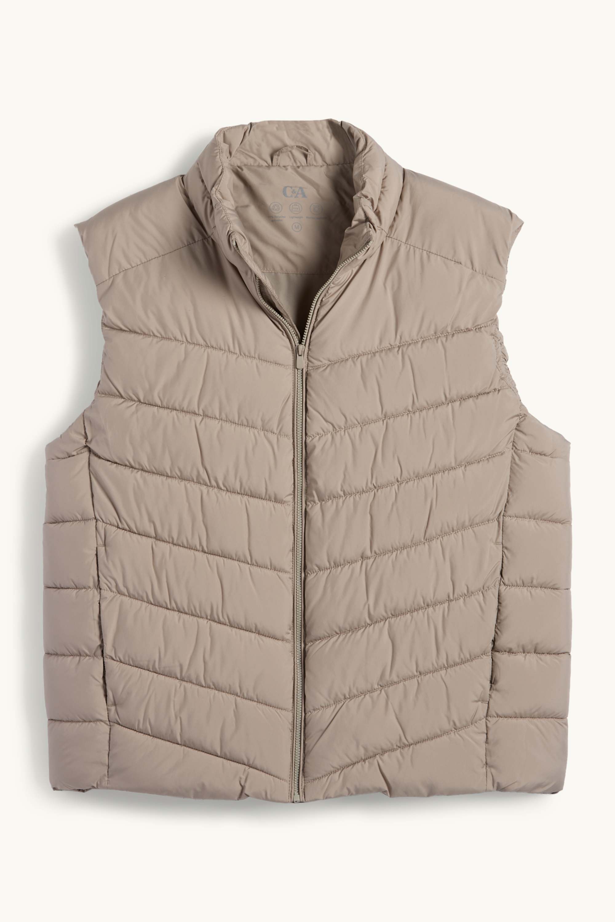 Quilted gilet beige