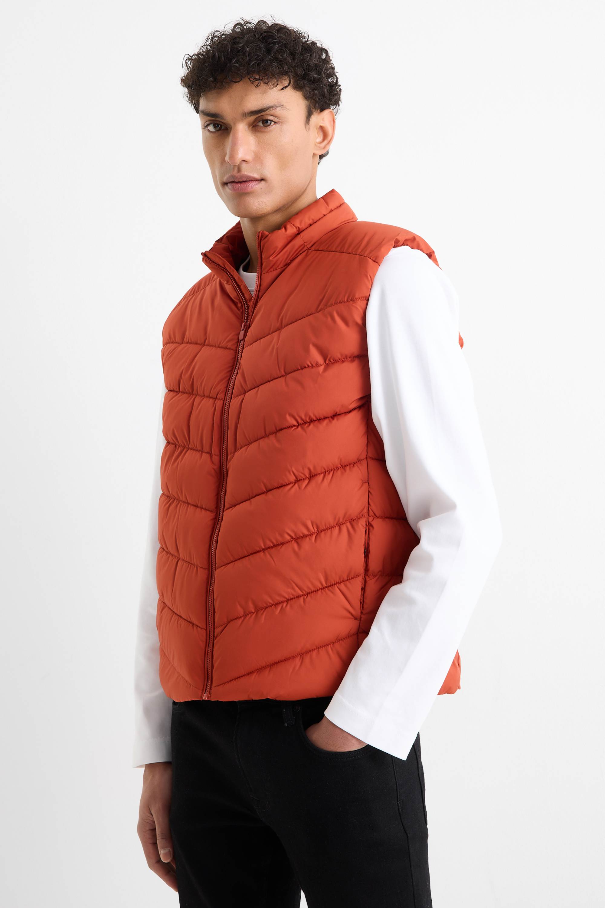 Quilted gilet orange