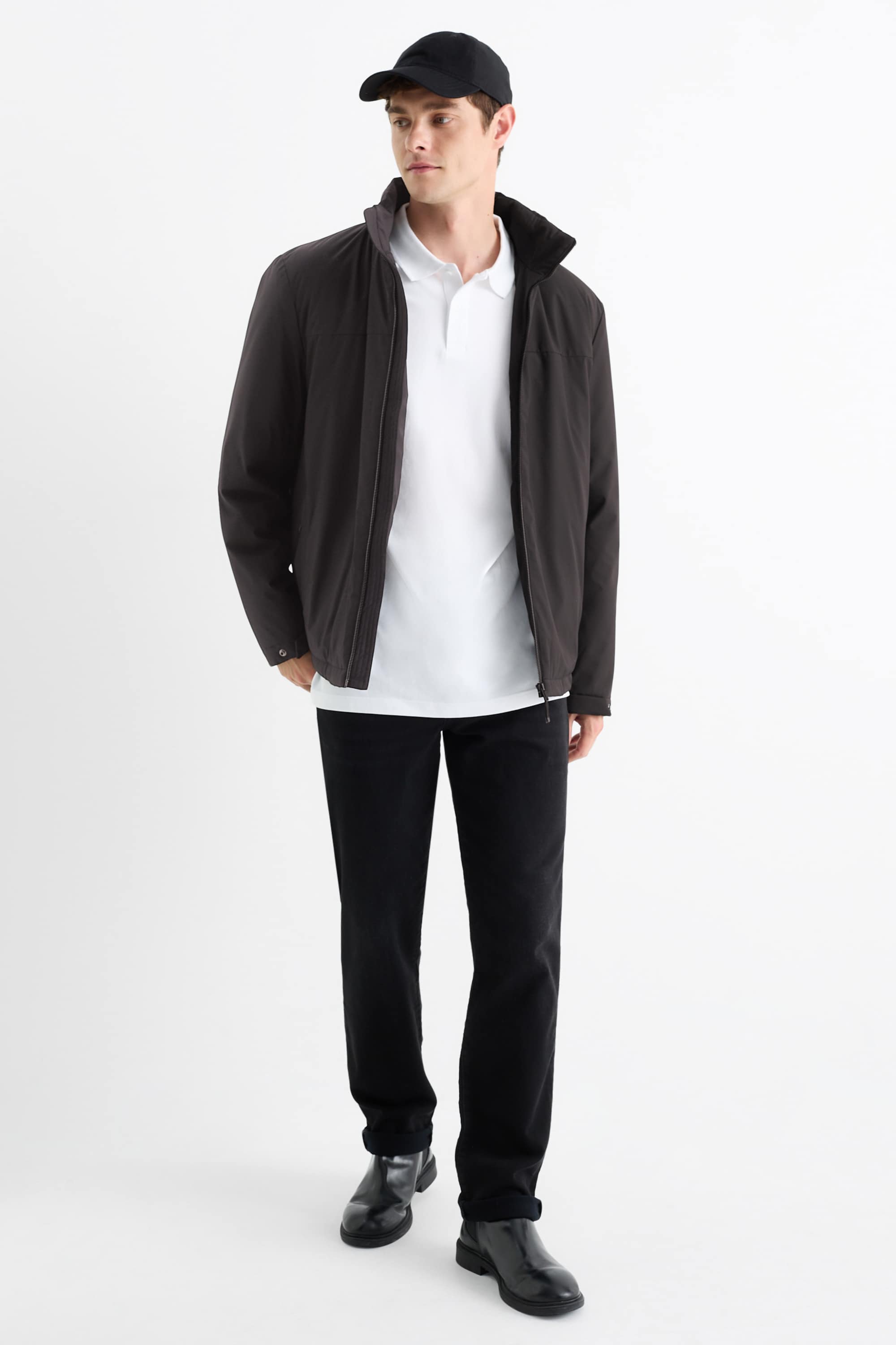Jacket with hood - lined black