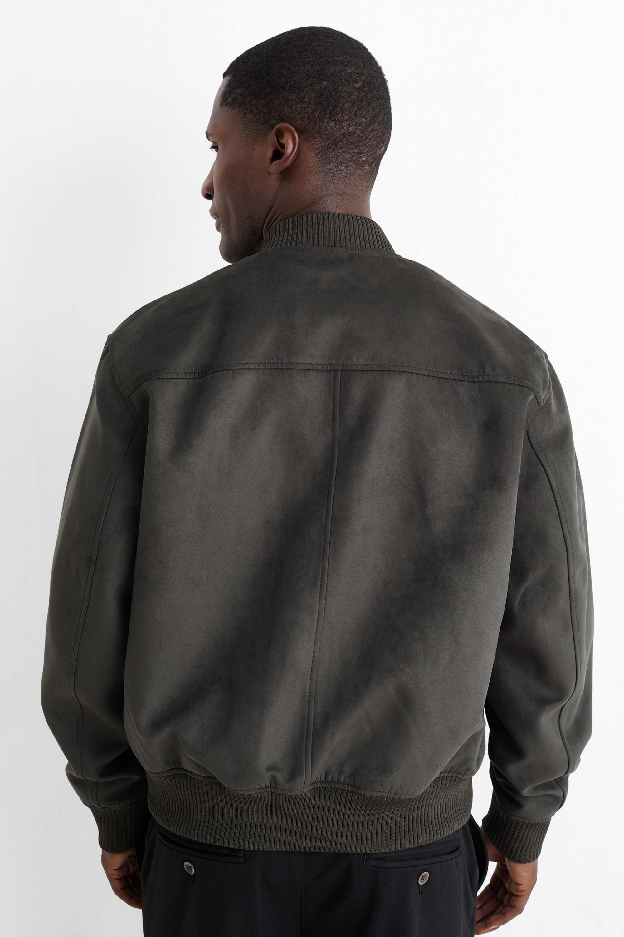 Bomber jacket - faux suede dark gray