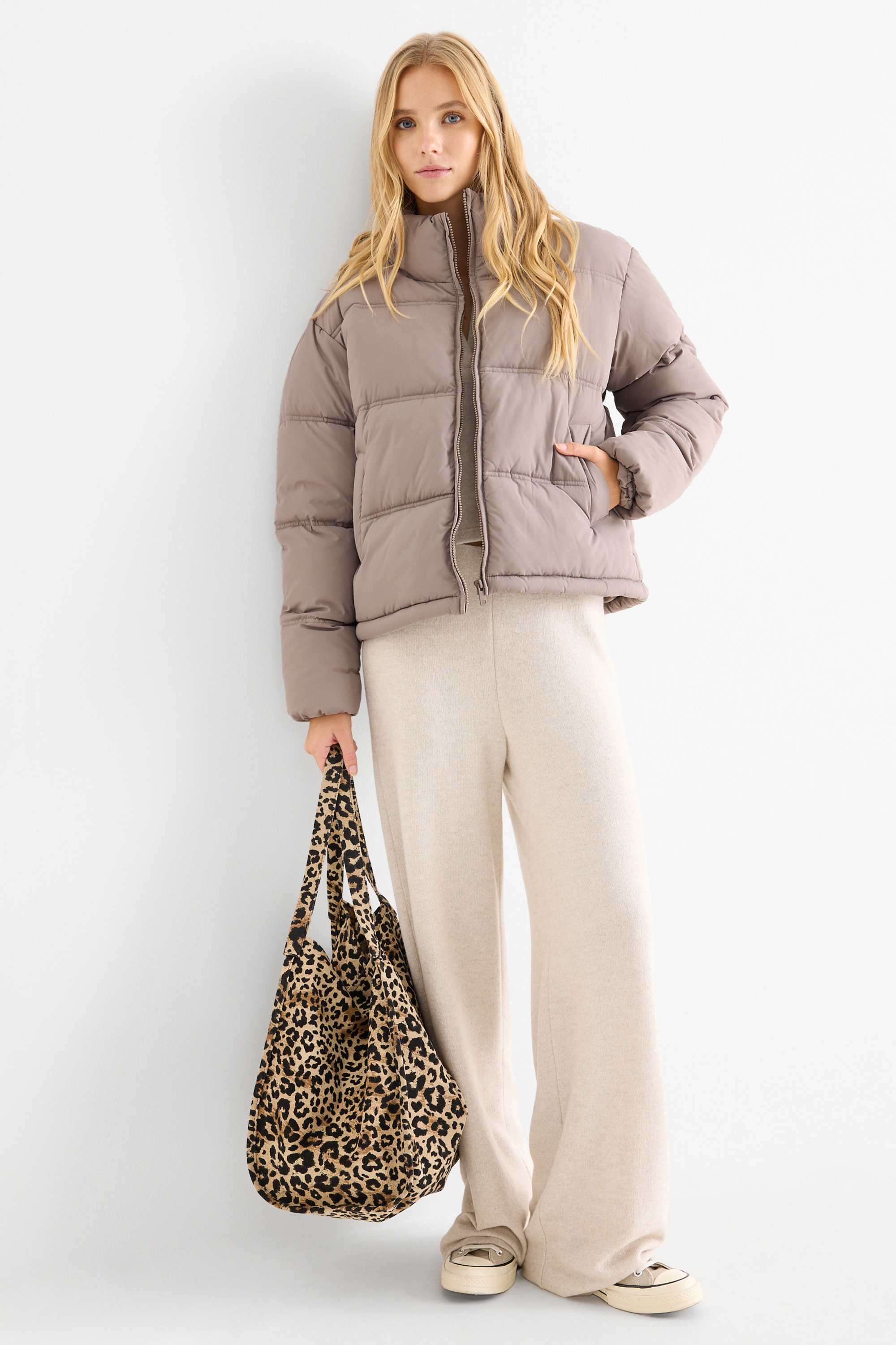 Quilted jacket taupe