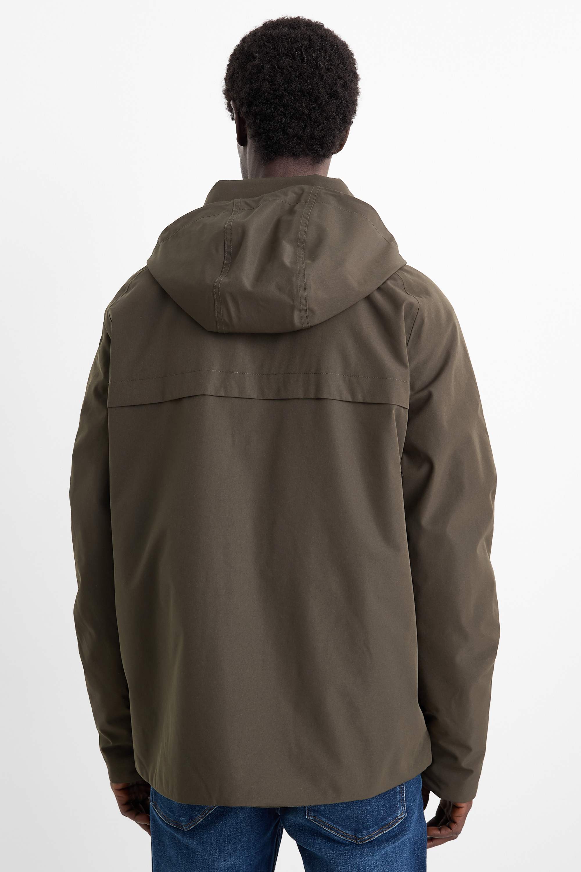 Jacket with hood - lined - waterproof khaki