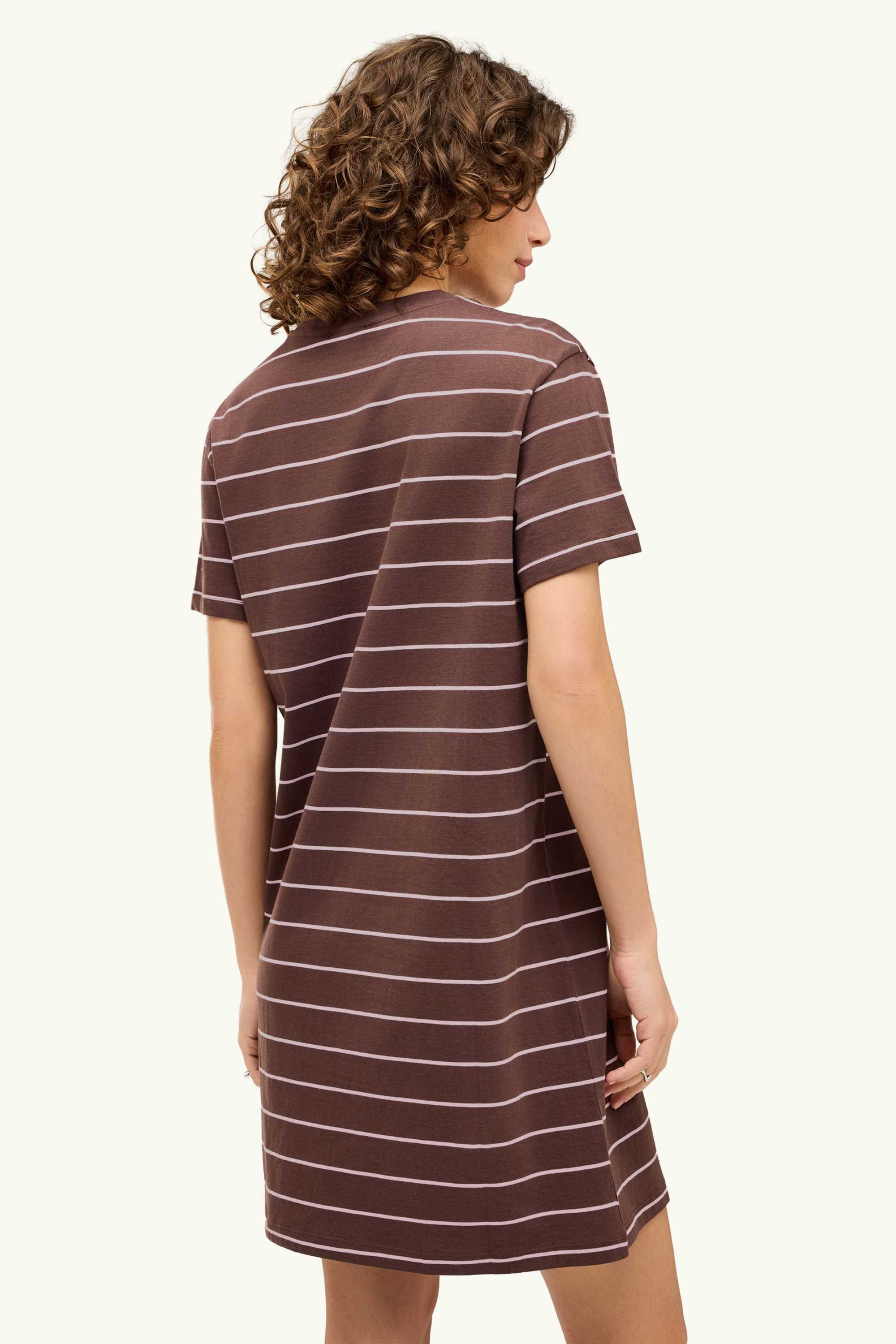 T-shirt dress - striped brown