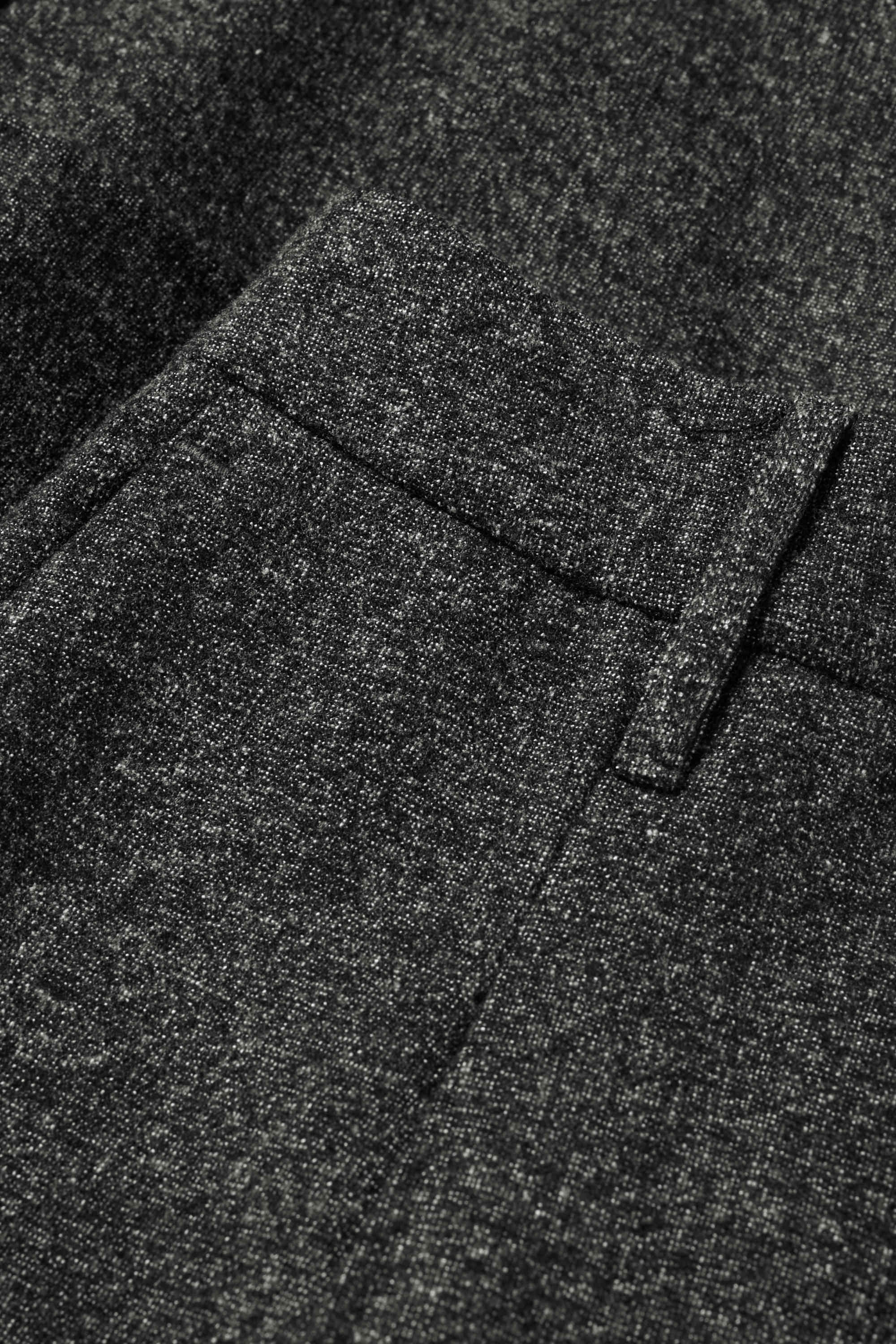 Cloth trousers - high waist - wide leg - textured dark gray