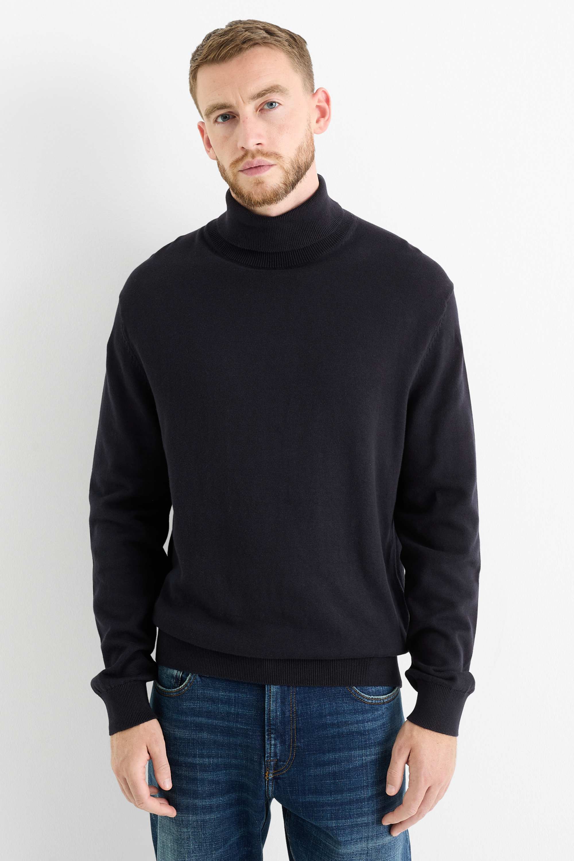 Turtleneck jumper dark blue