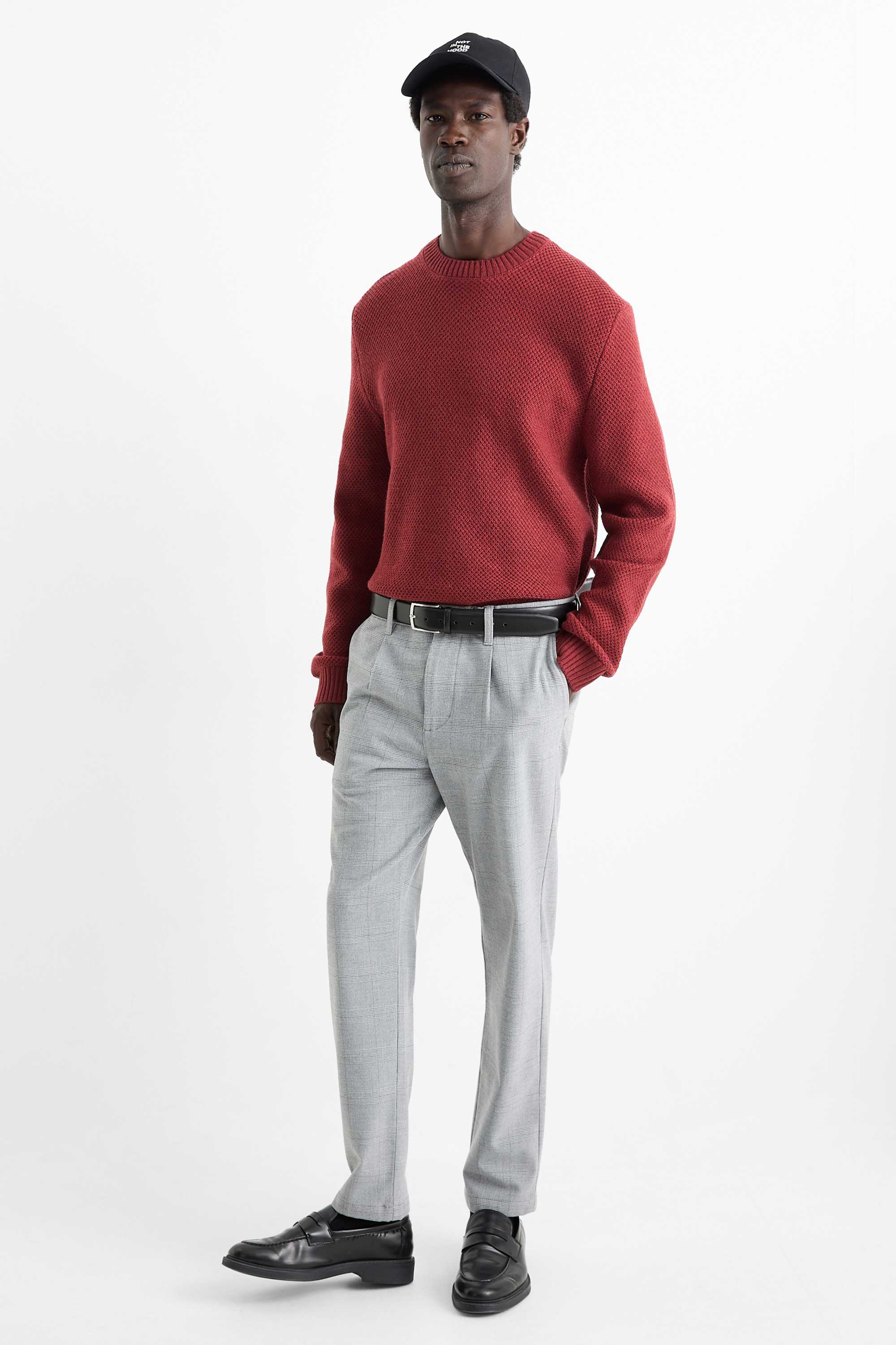 Jumper - textured dark red