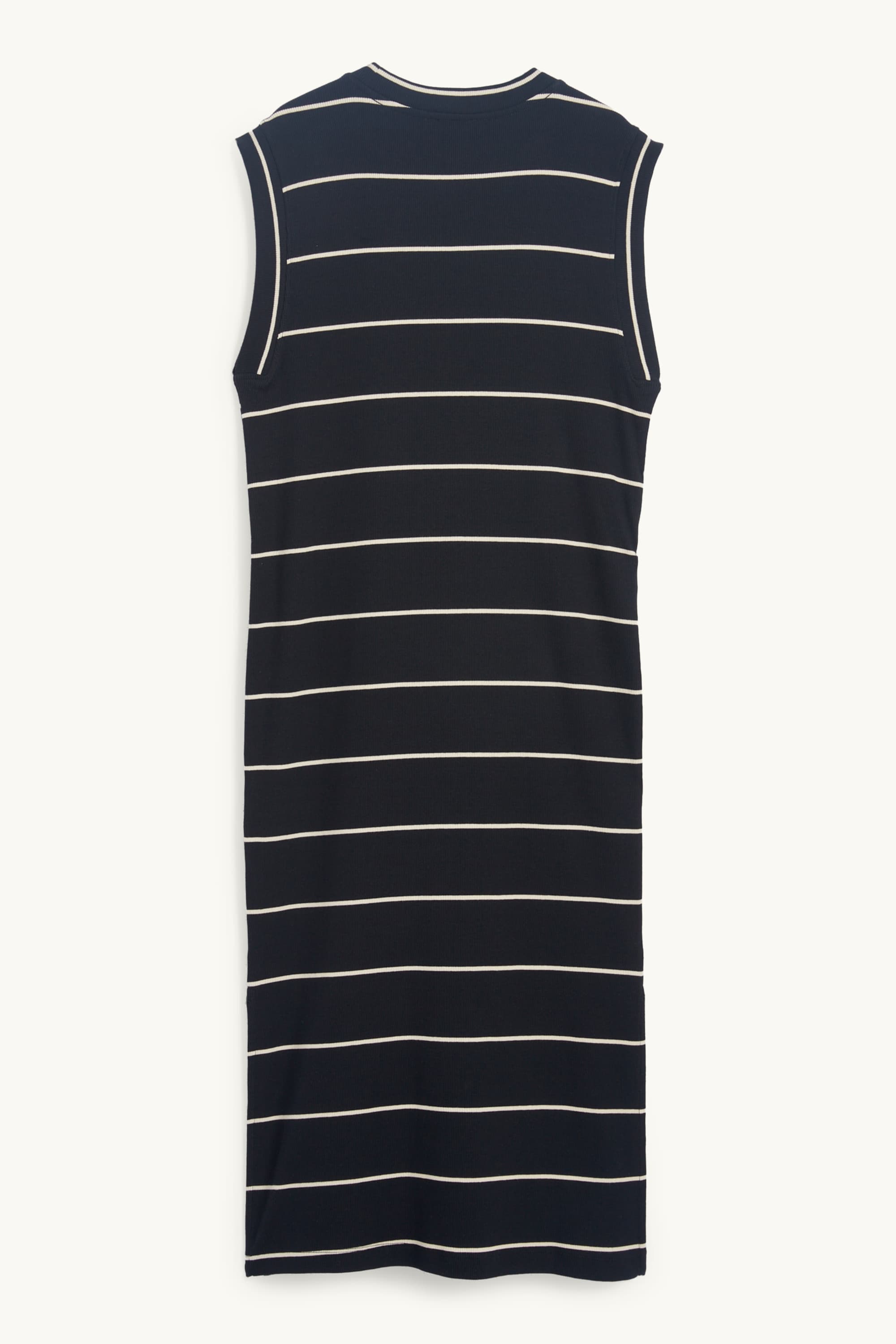 T-shirt dress - ribbed - striped black / beige