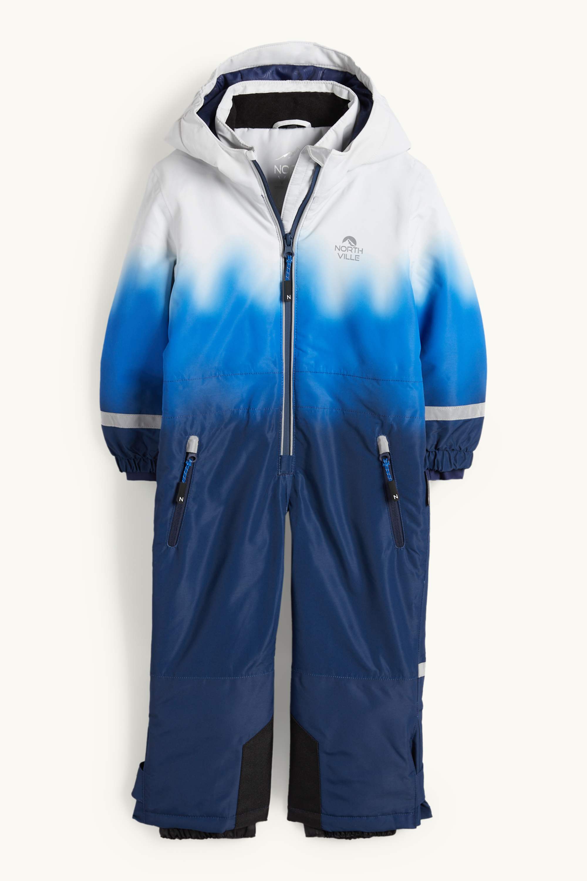 Ski suit with hood - waterproof - patterned blue