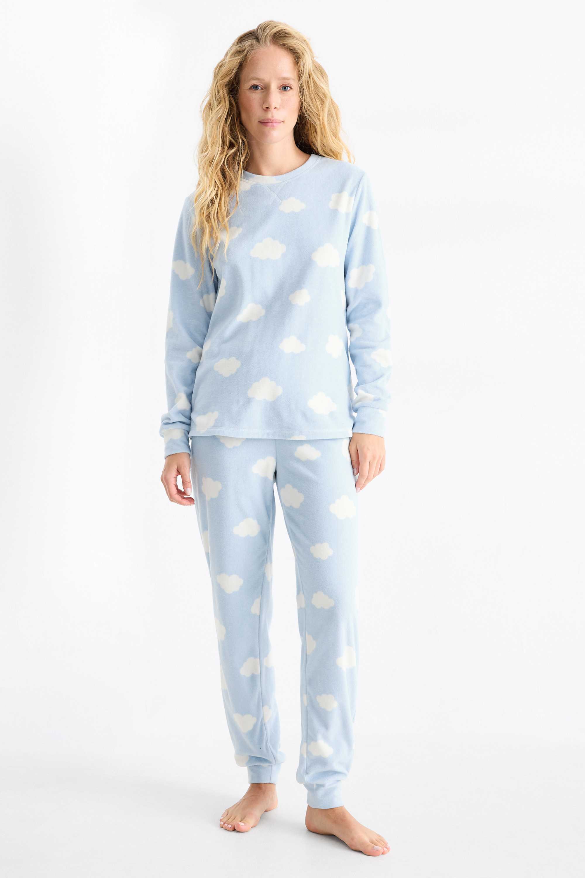 Fleece pyjamas light blue