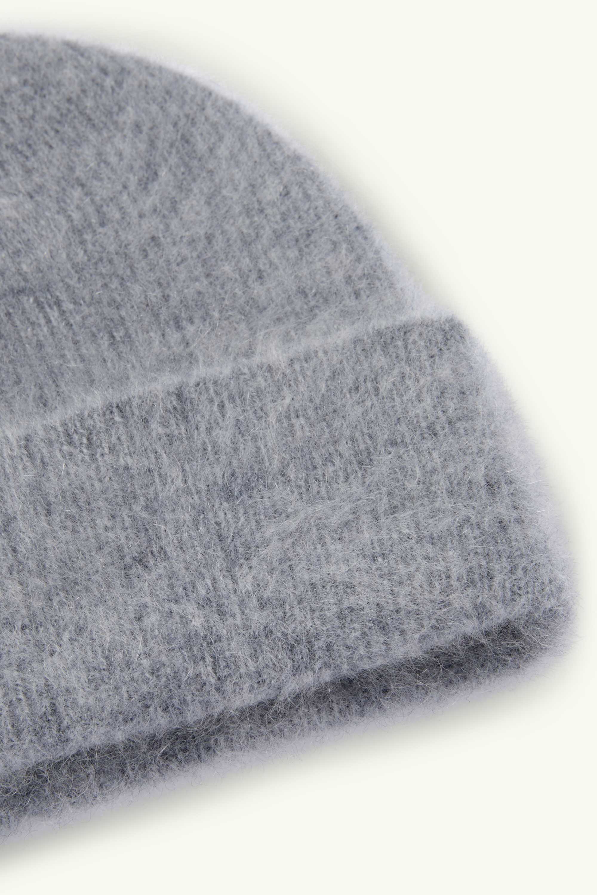Cashmere hat - ribbed light gray-melange