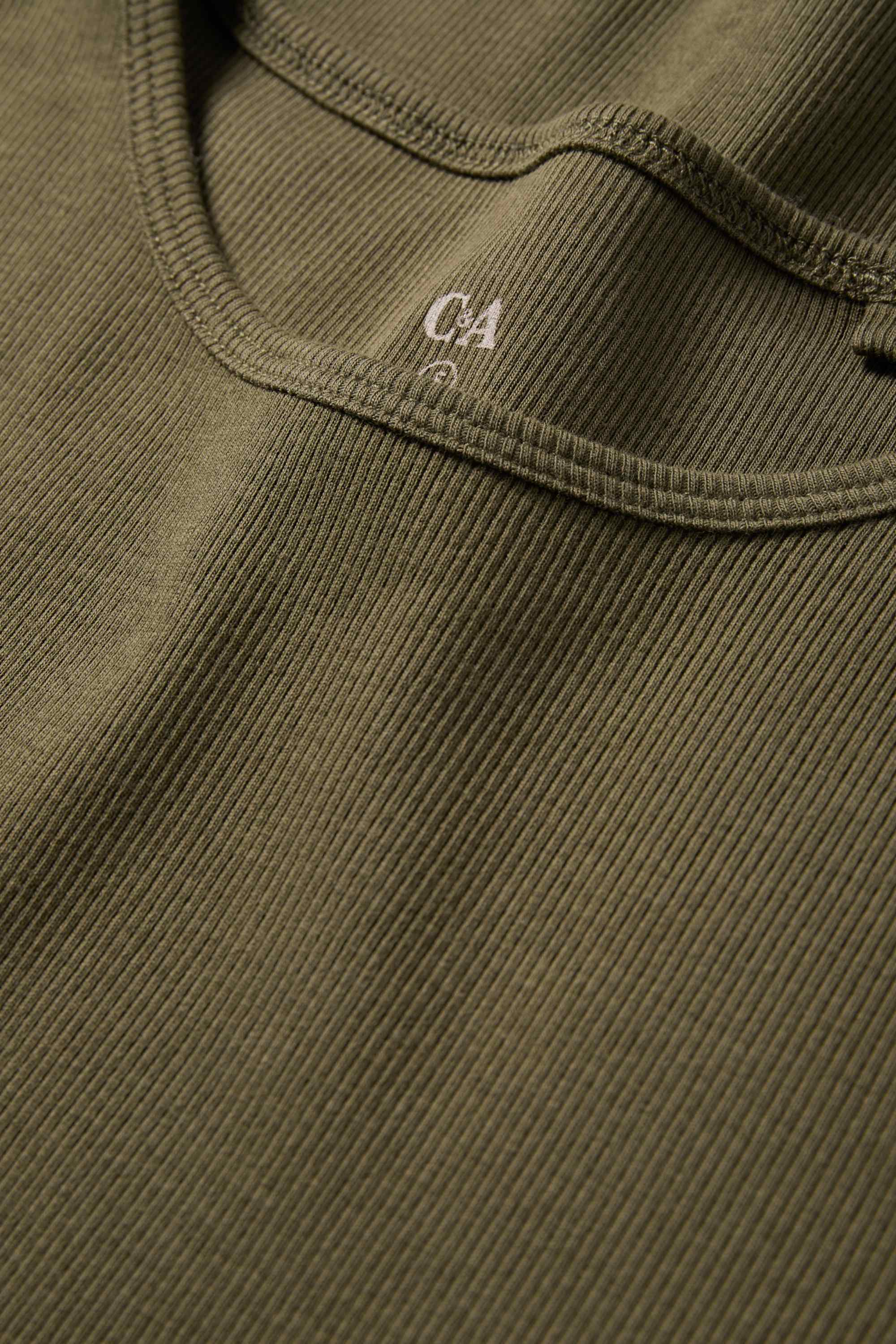 T-shirt - slim fit - ribbed khaki