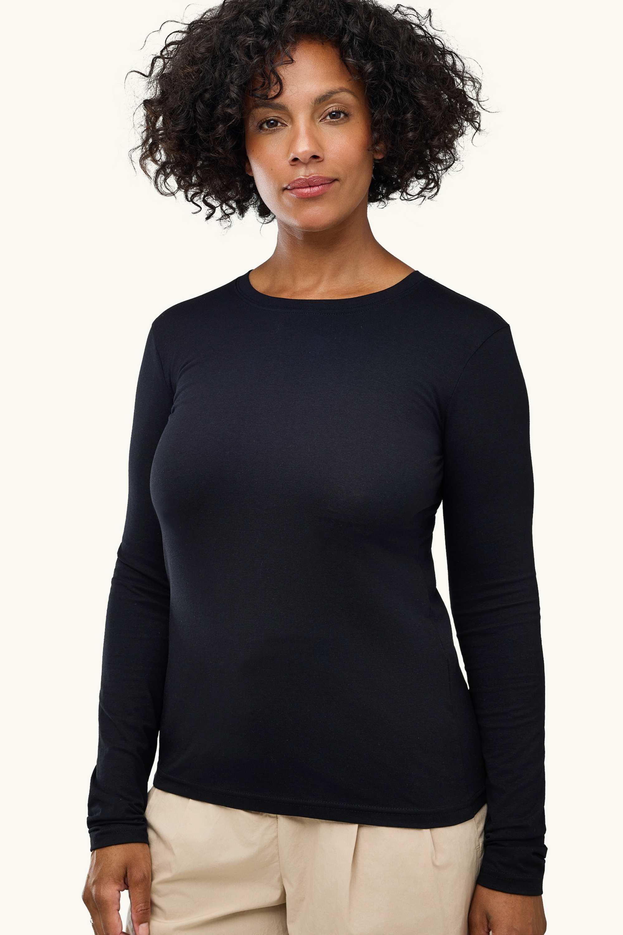 Long sleeve top - slim fit black