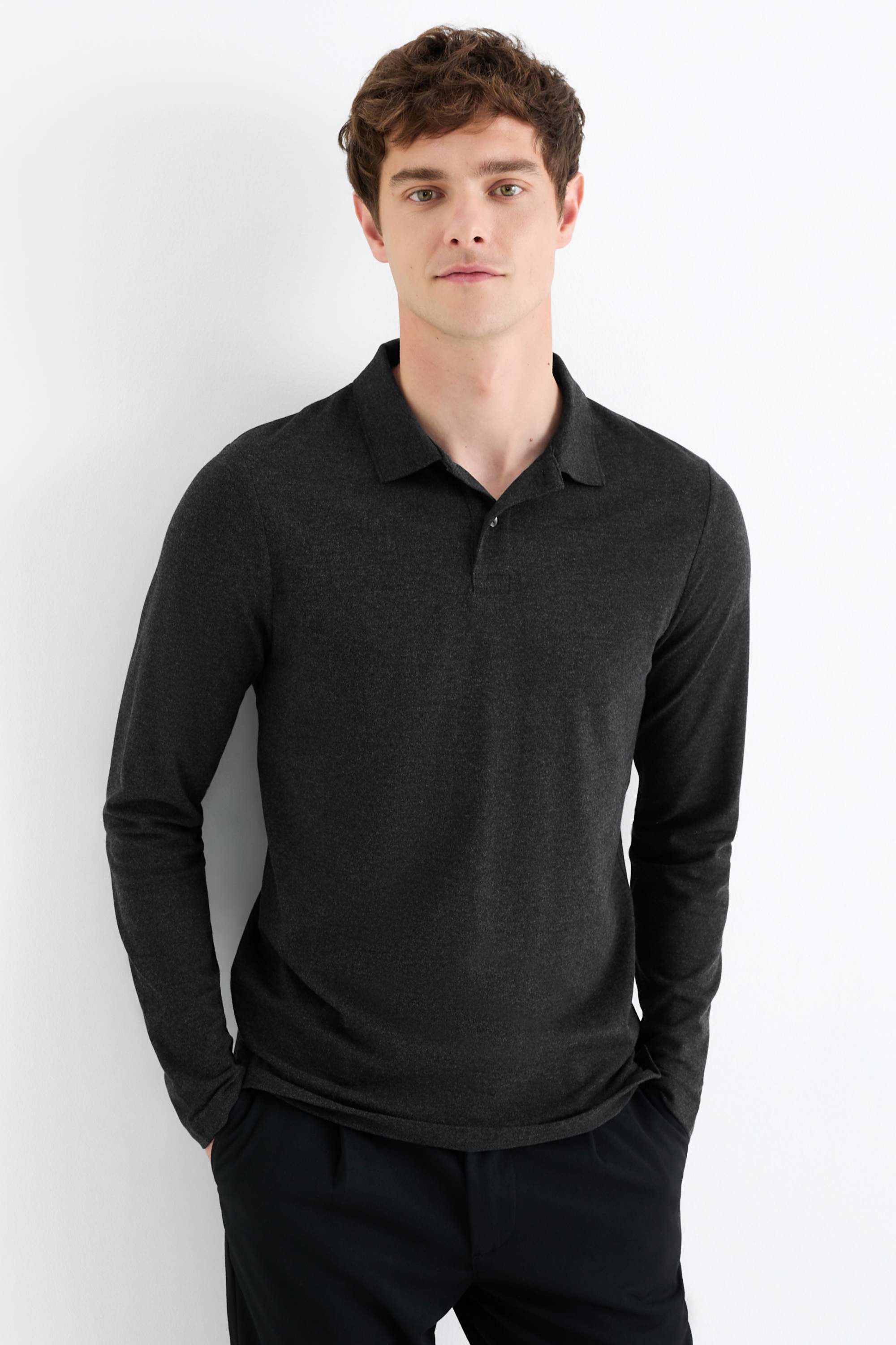 Polo shirt - slim fit dark gray