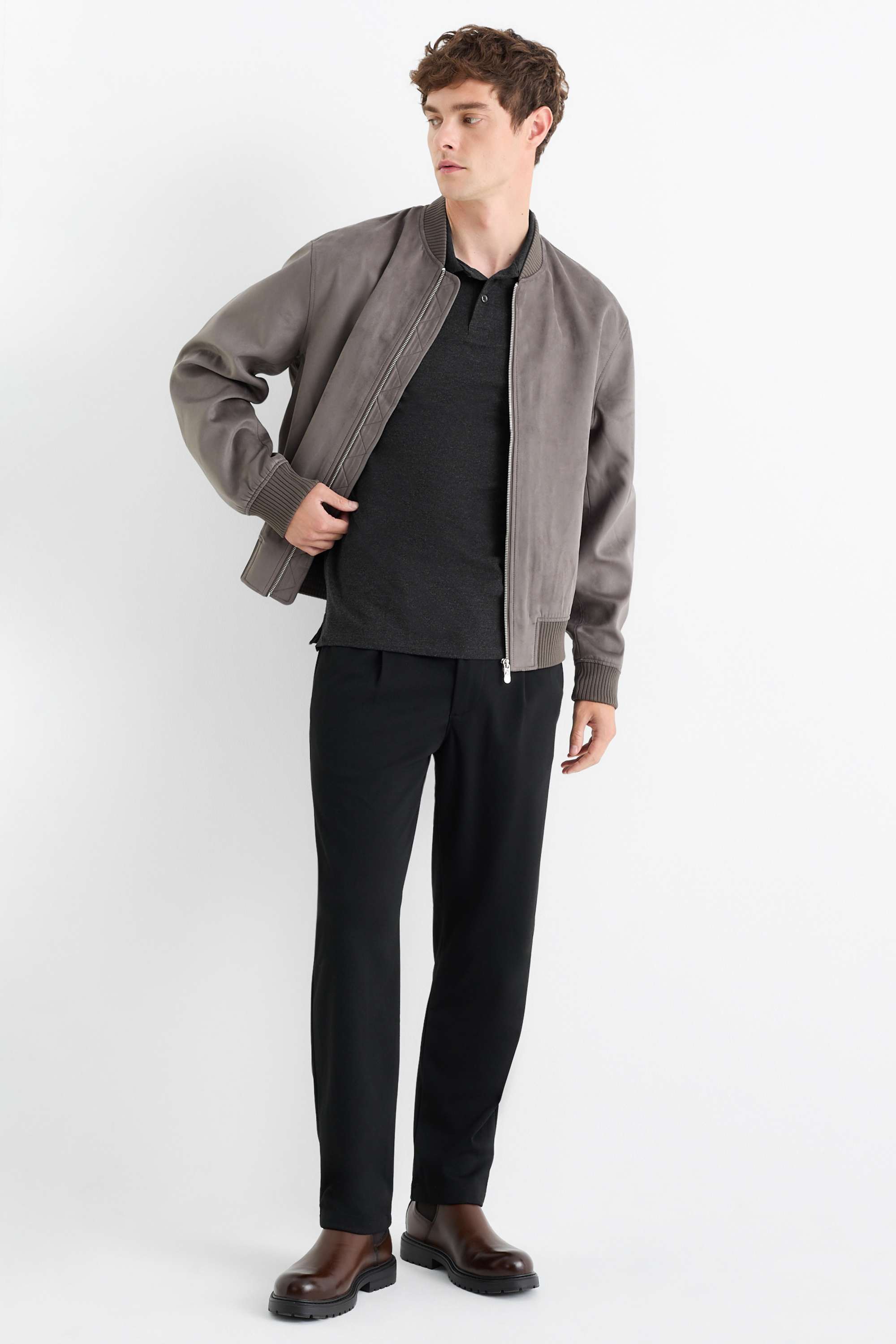 Polo shirt - slim fit dark gray