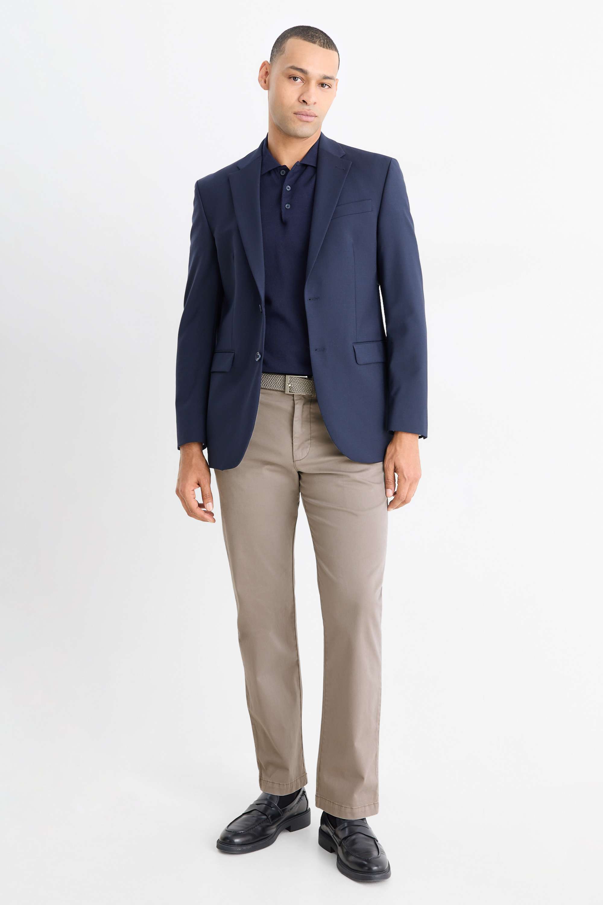 Chinos with belt - regular fit gray