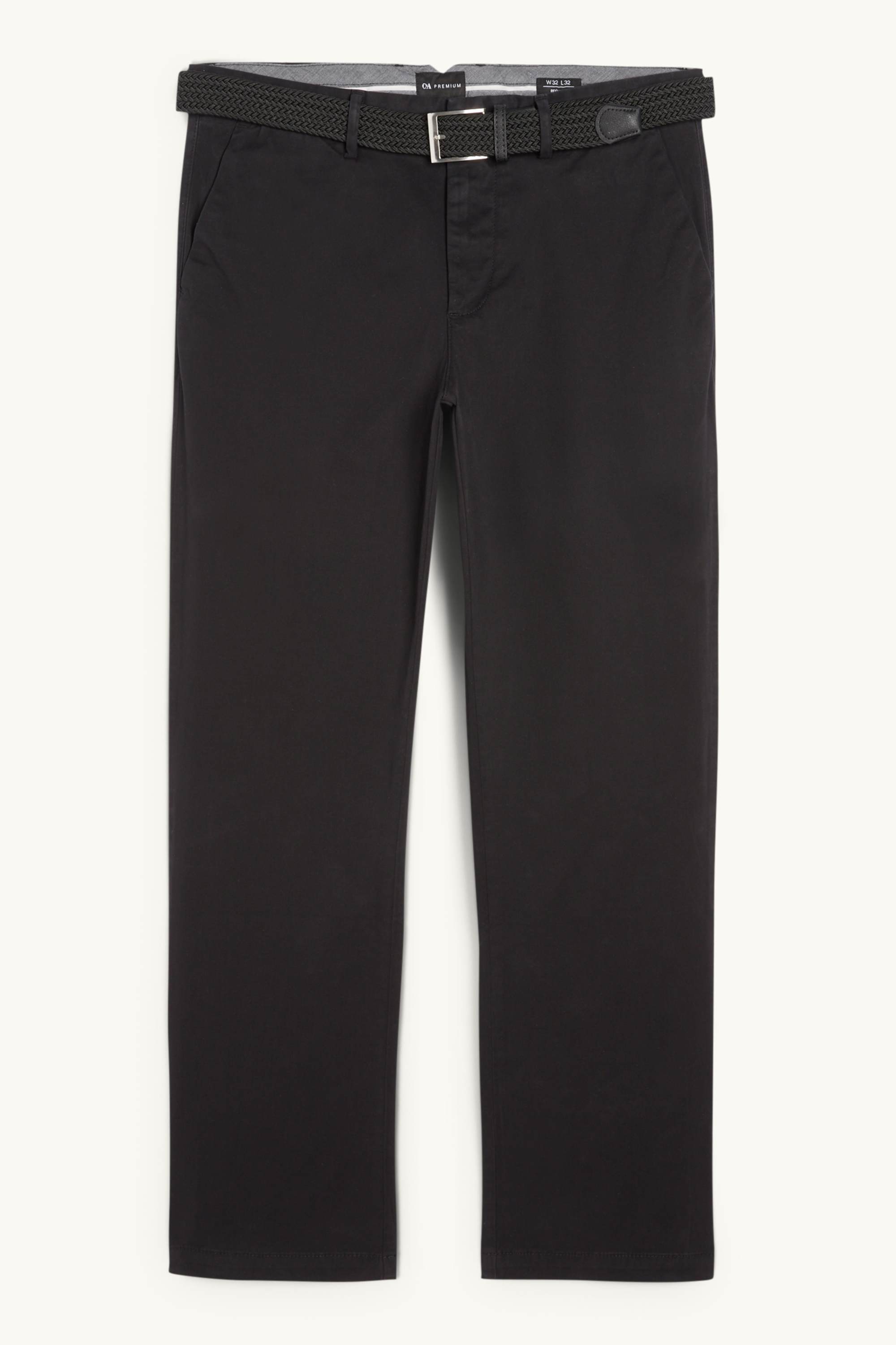 Chinos with belt - regular fit black