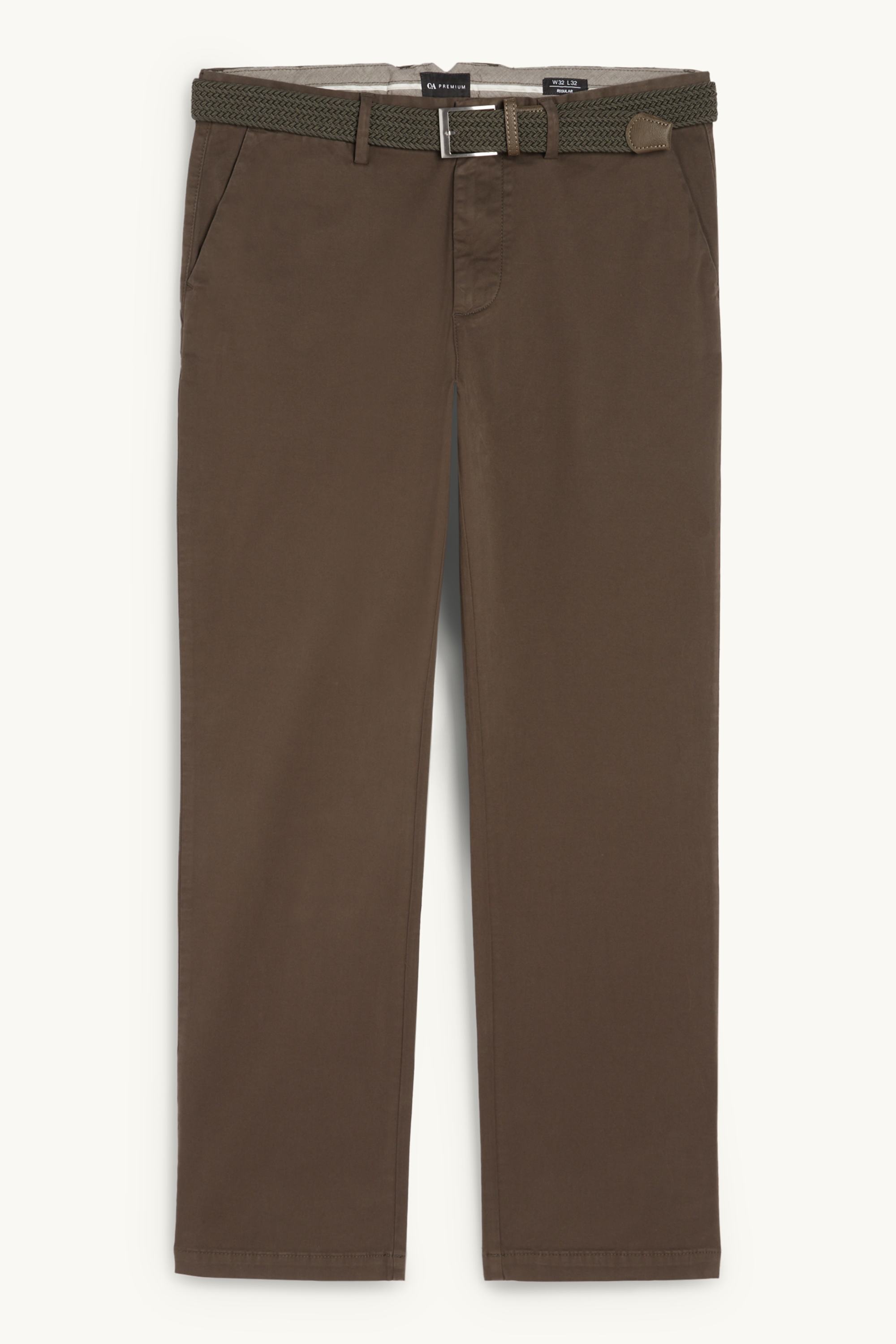 Chinos with belt - regular fit brown