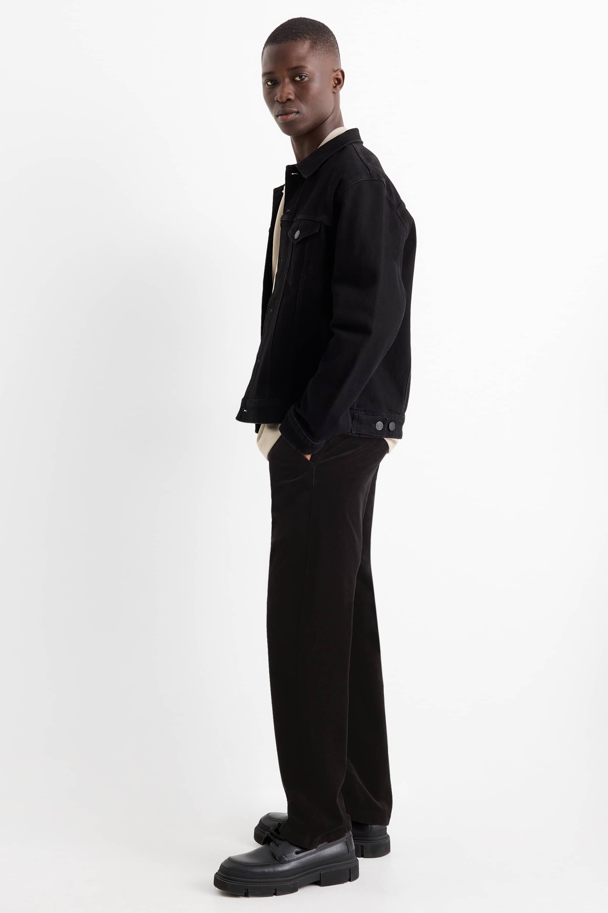 Corduroy chinos - regular fit black