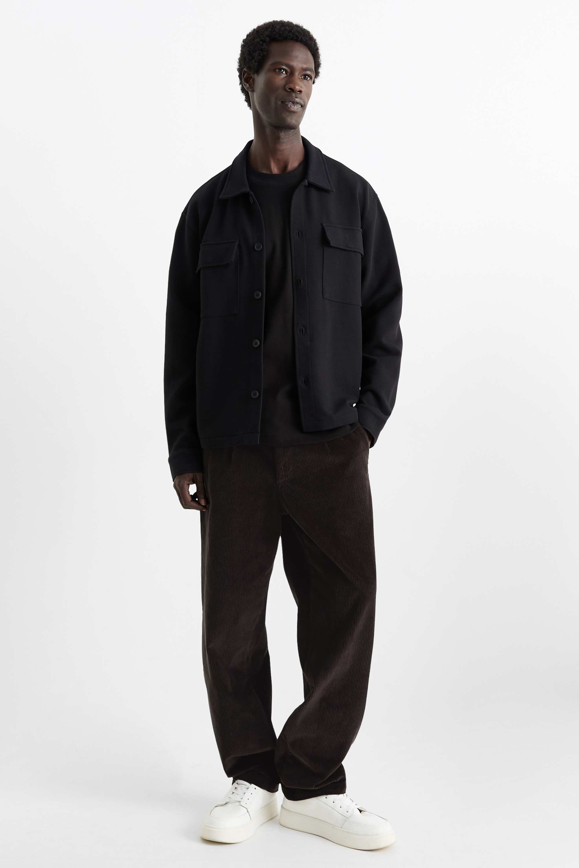 Corduroy chinos - slim fit black