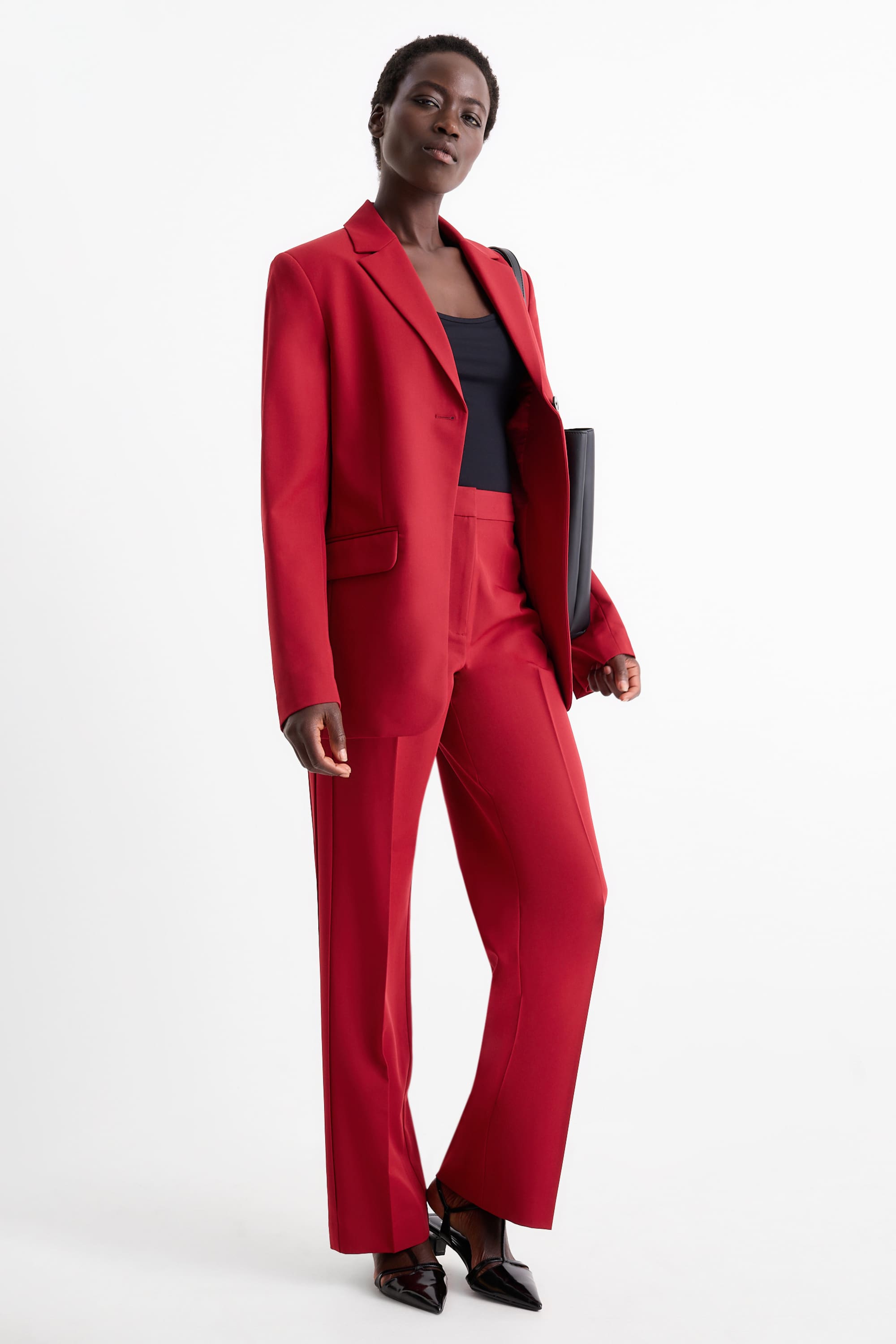 Business trousers - mid-rise waist - regular fit dark red