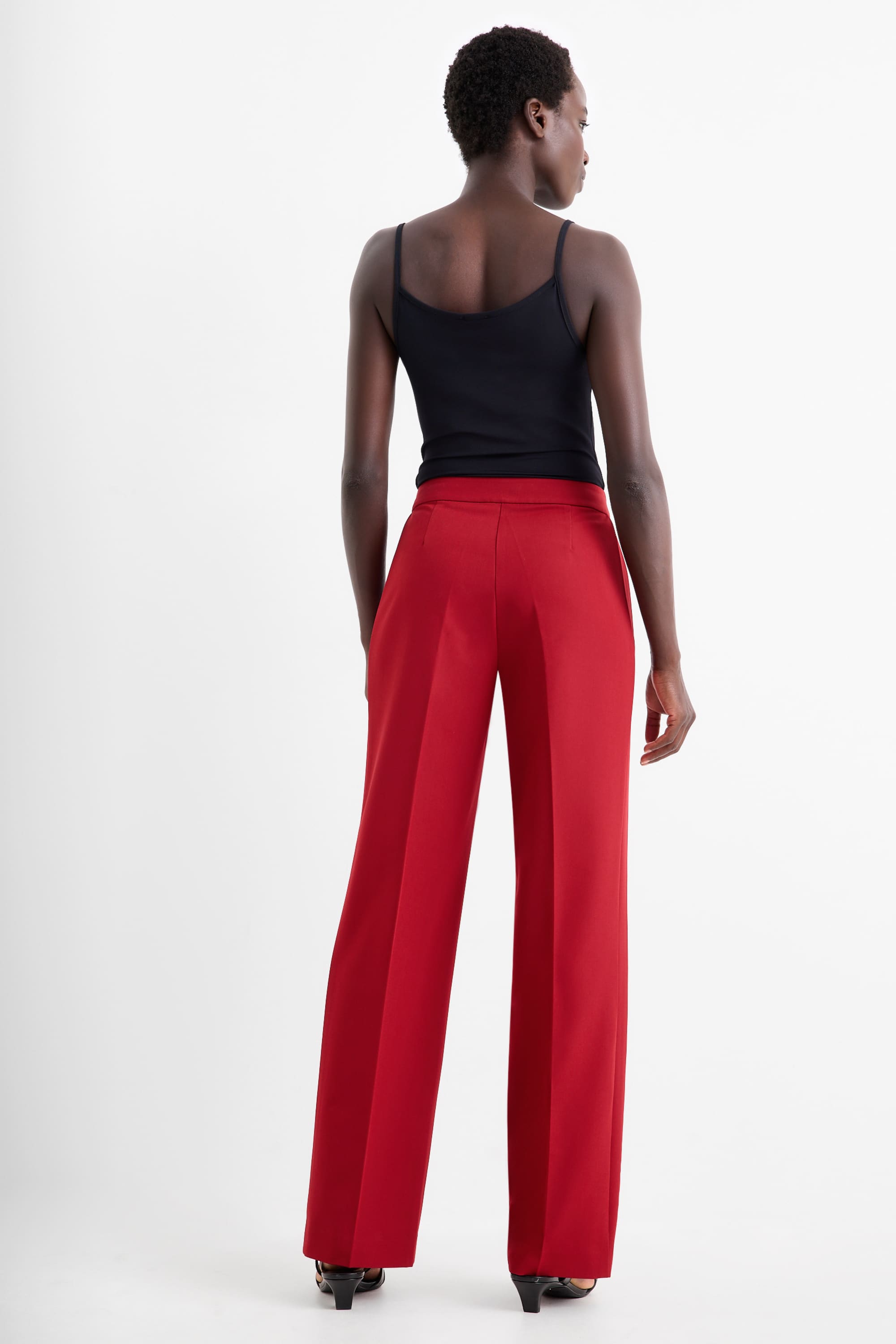 Business trousers - mid-rise waist - regular fit dark red
