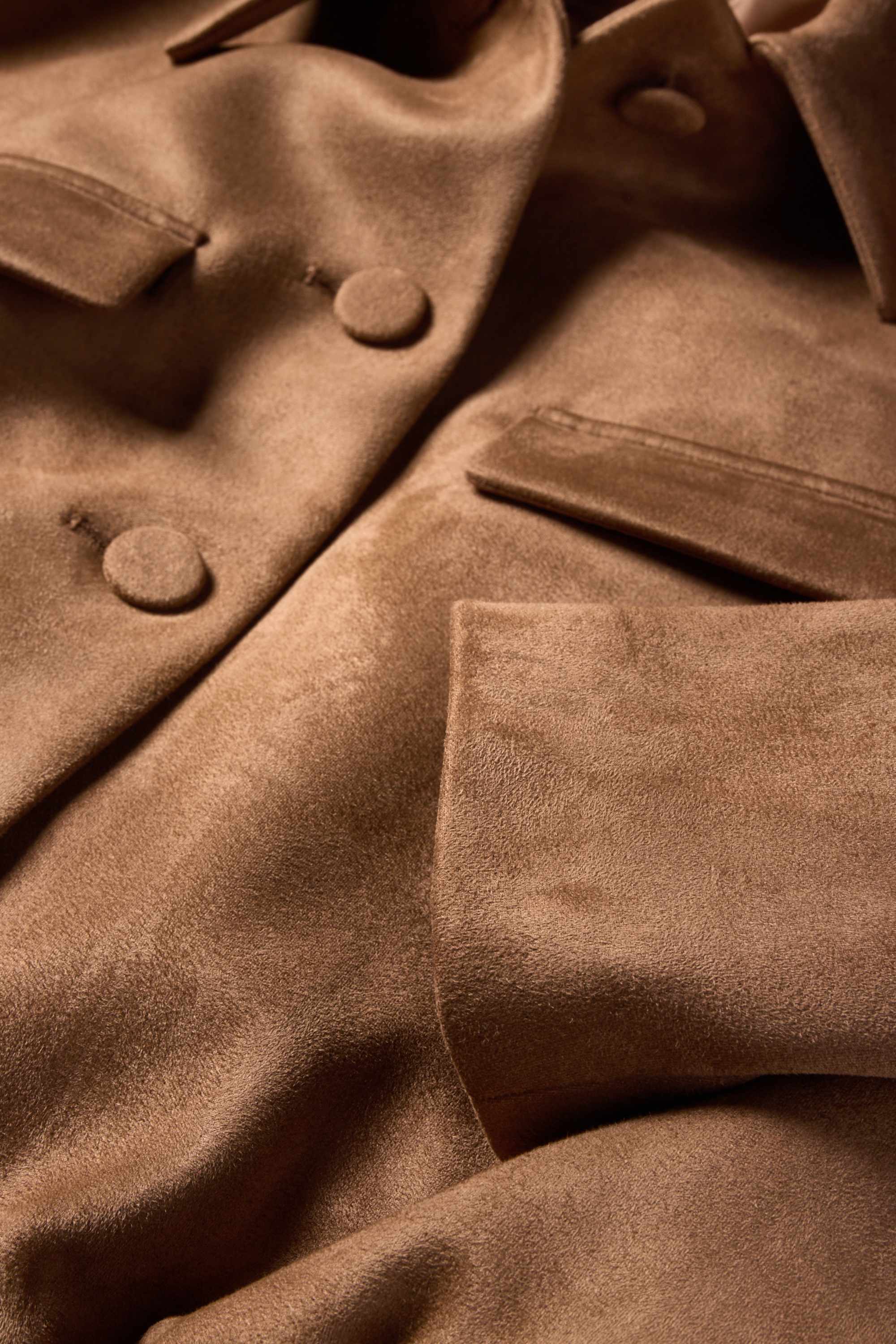 Cropped blazer - faux suede beige