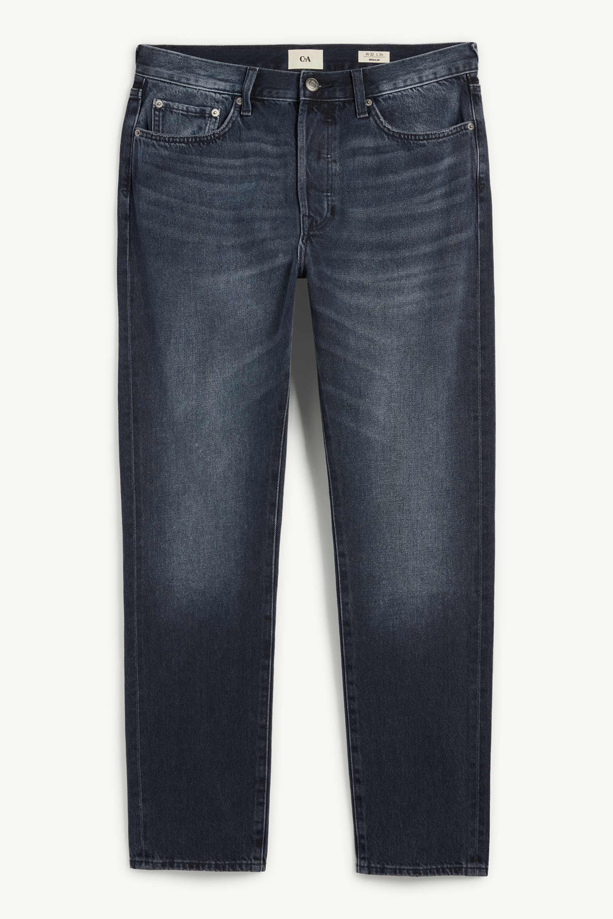 Regular jeans with button fly denim-dark blue