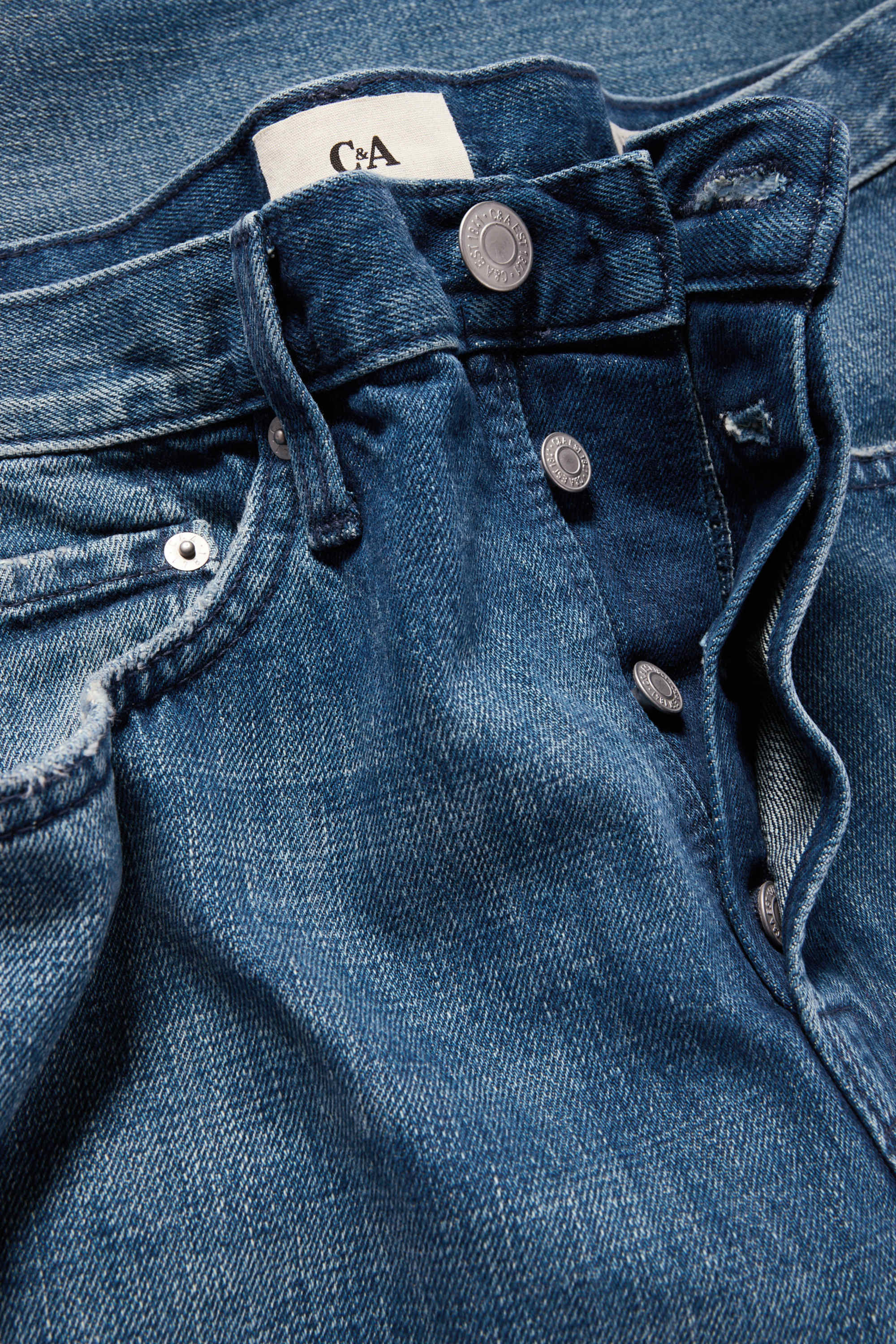 Regular jeans with button fly blue denim