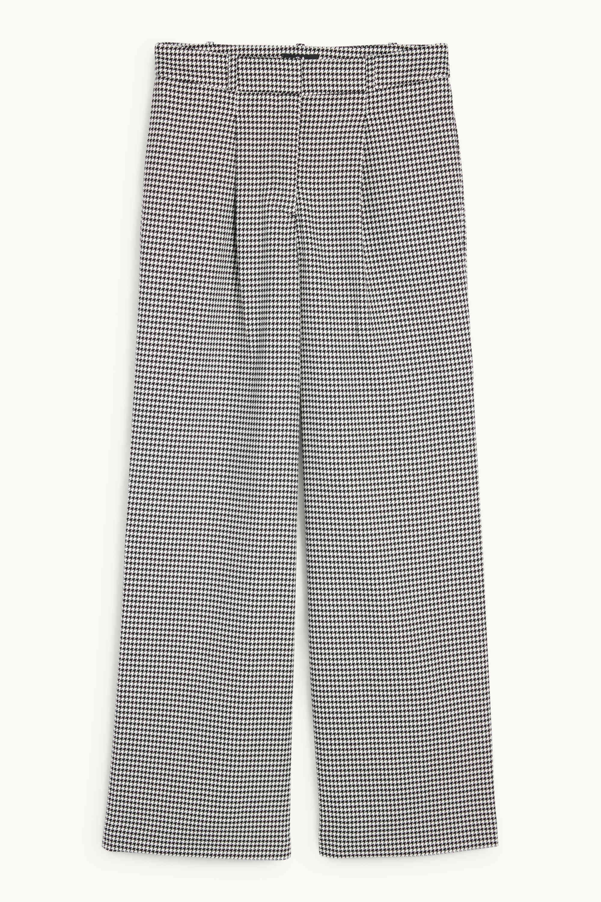 Business trousers - high waist - loose fit - check black / white