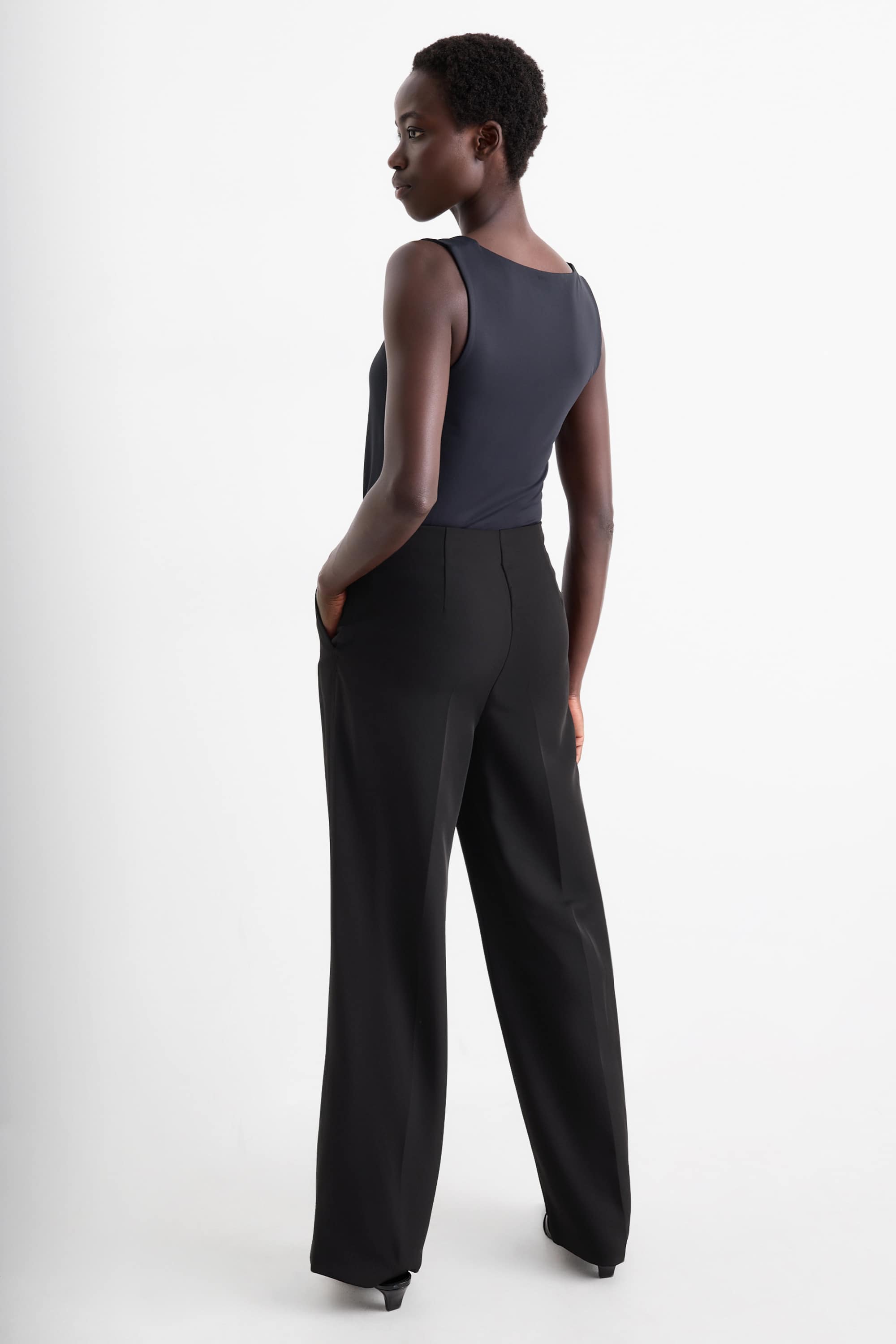 Business trousers - mid-rise waist - regular fit black