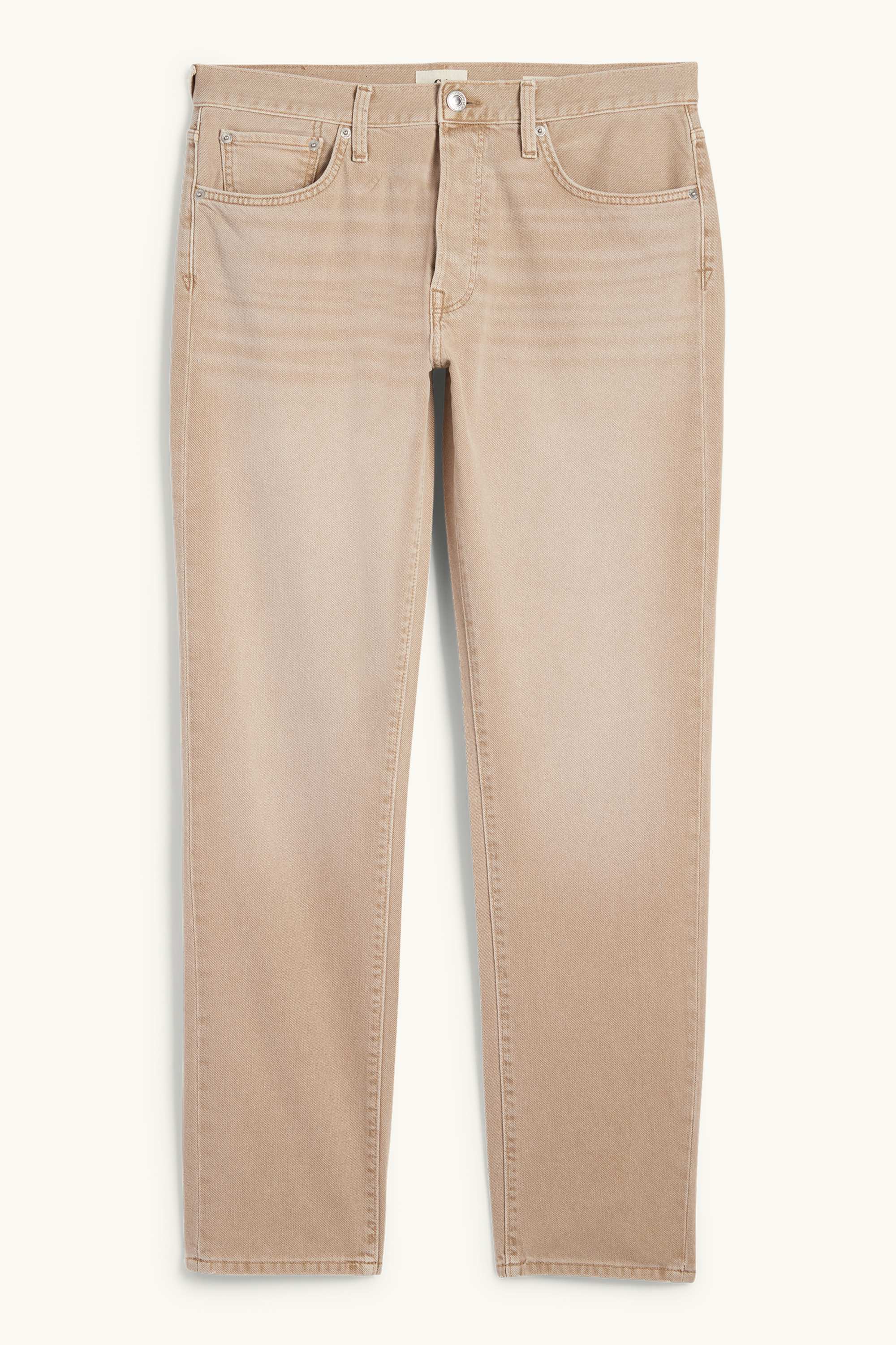 Regular jeans with button fly light beige