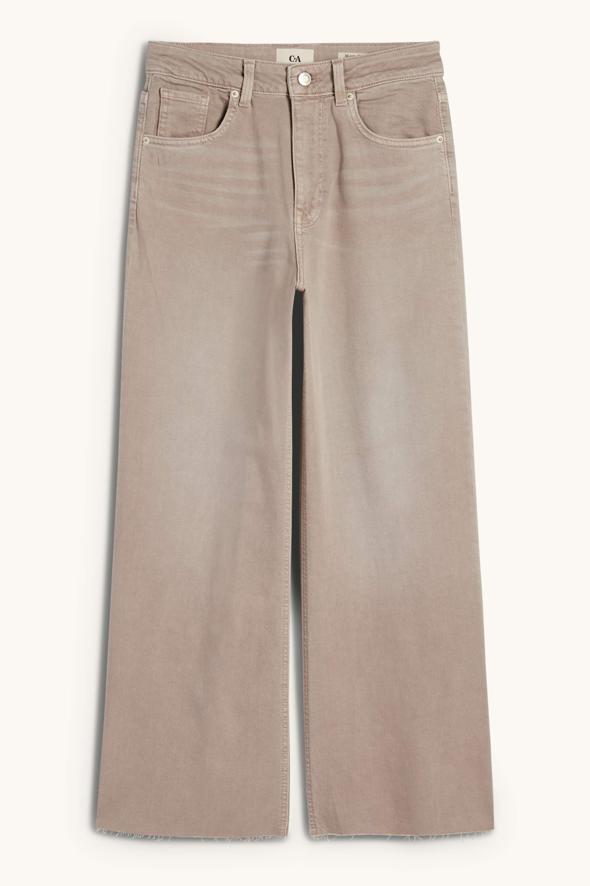 Cropped wide leg jeans - mid-rise waist denim-gray
