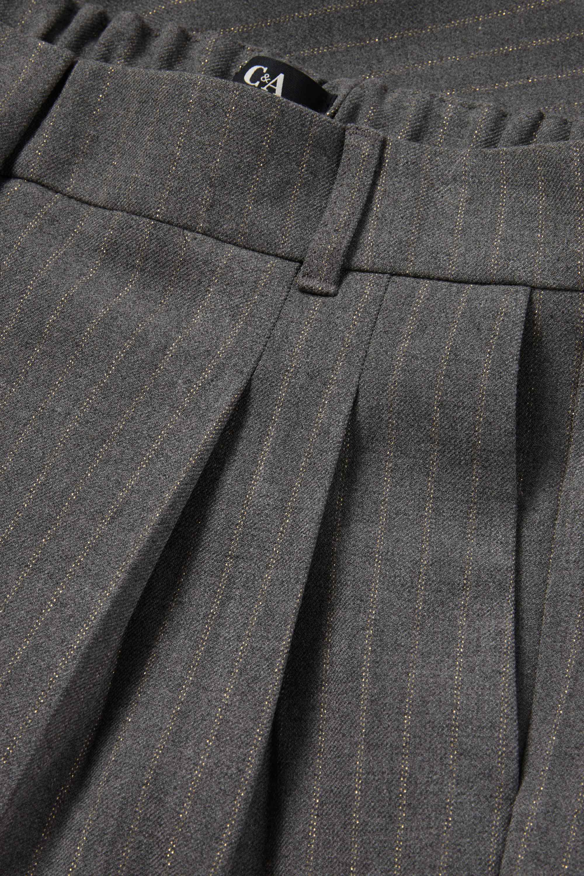 Cloth trousers - high-rise waist - tapered fit - pinstripes dark gray